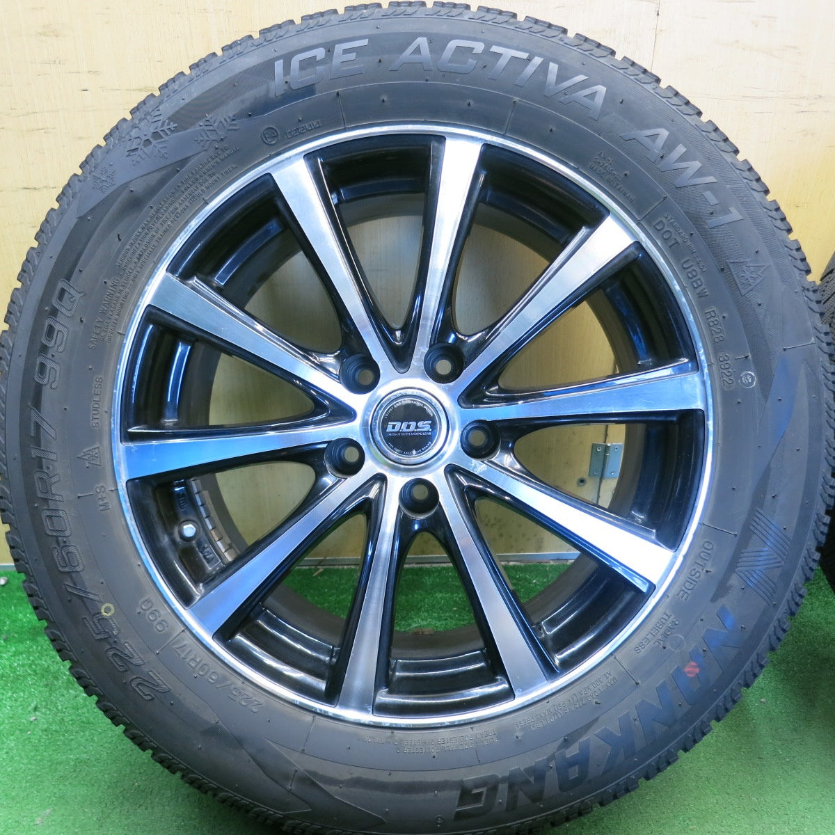 バリ溝！22年！9分◎スタッドレス 225/60R17 ナンカン アイス アクティバ AW-1 D.O.S. DOS 17インチ PCD114.3/5H◎6081408HAス