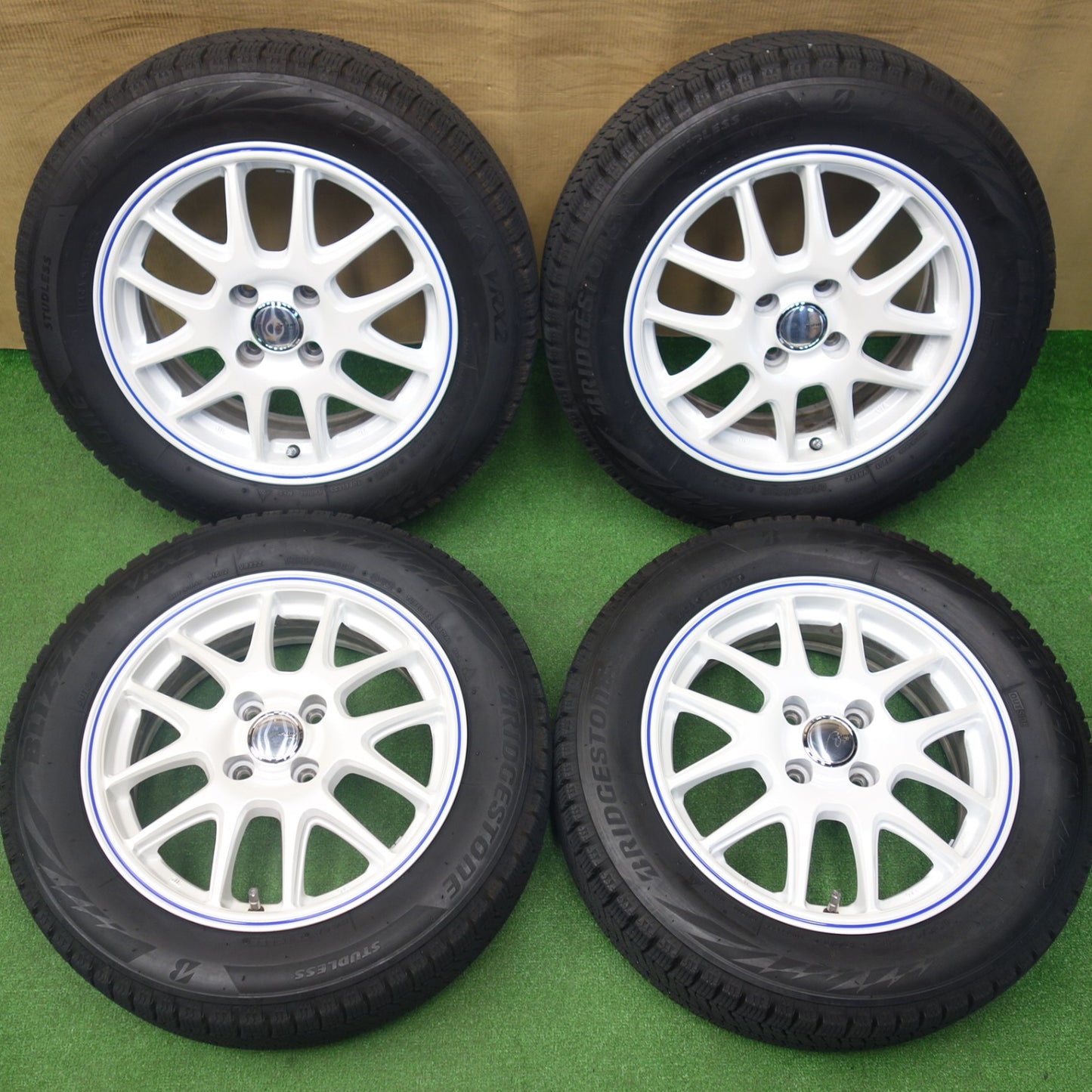 バリ溝！23年！キレイ！8.5分★スタッドレス 185/60R15 ブリヂストン ブリザック VRX2 JP STYLE Jefa 15インチ PCD100/4H★6031302KTス