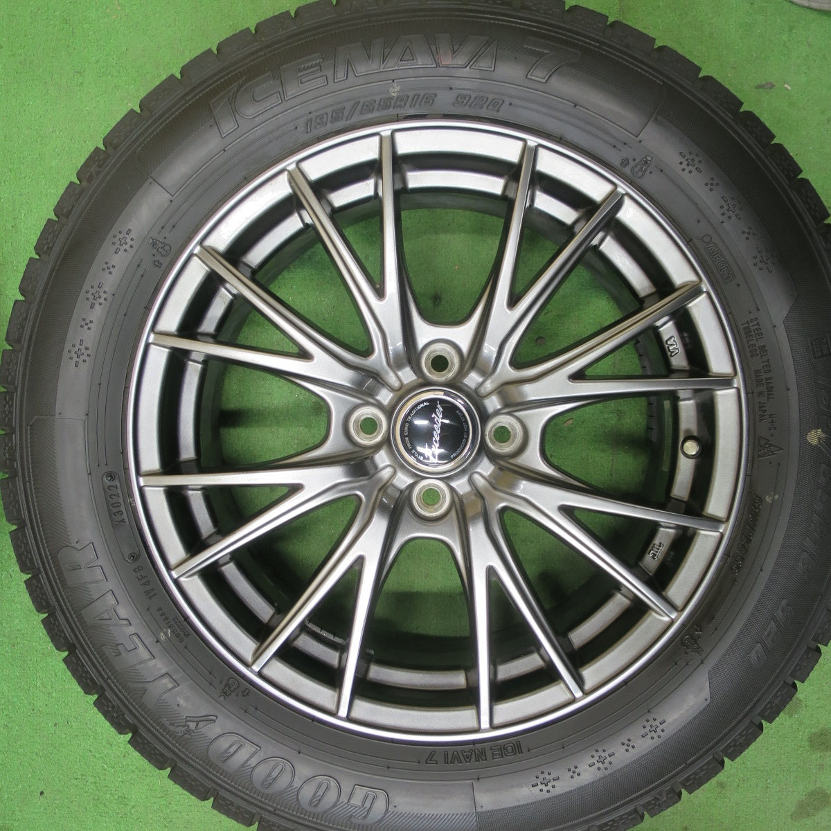 バリ溝！22年！キレイ！9.5分★スタッドレス 195/65R16 グッドイヤー アイスナビ7 Exceeder エクシーダー 16インチ PCD100/4H★5051701TTス