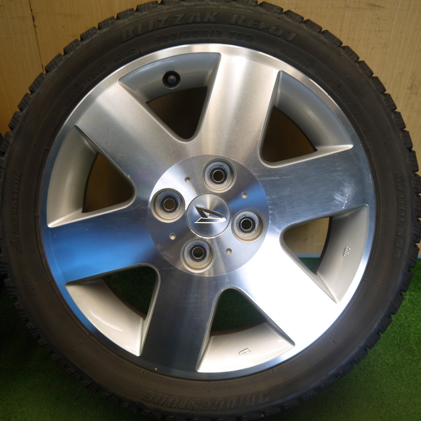 4本価格◎ダイハツ L880K コペン 純正 165/50R15 スタッドレス ブリヂストン ブリザック REVO1 15インチ PCD100/4H◎6070706Hス