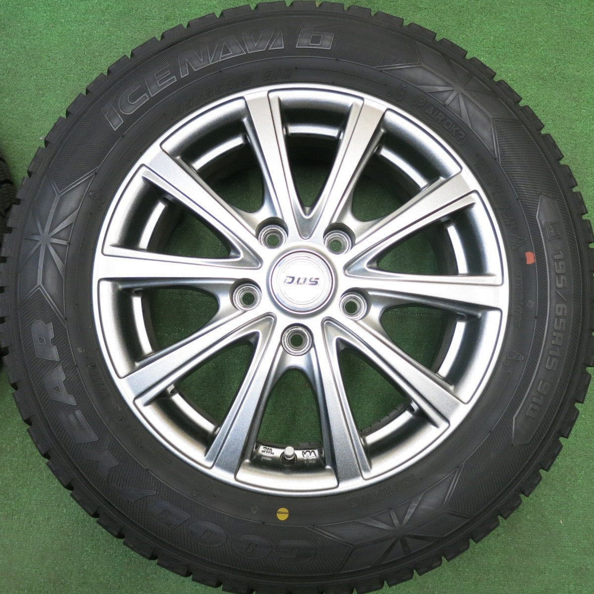 バリ溝！キレイ！8.5分★スタッドレス 195/65R15 グッドイヤー アイスナビ6 D.O.S. DOS 社外 アルミ 15インチ PCD114.3/5H★6012507HAス