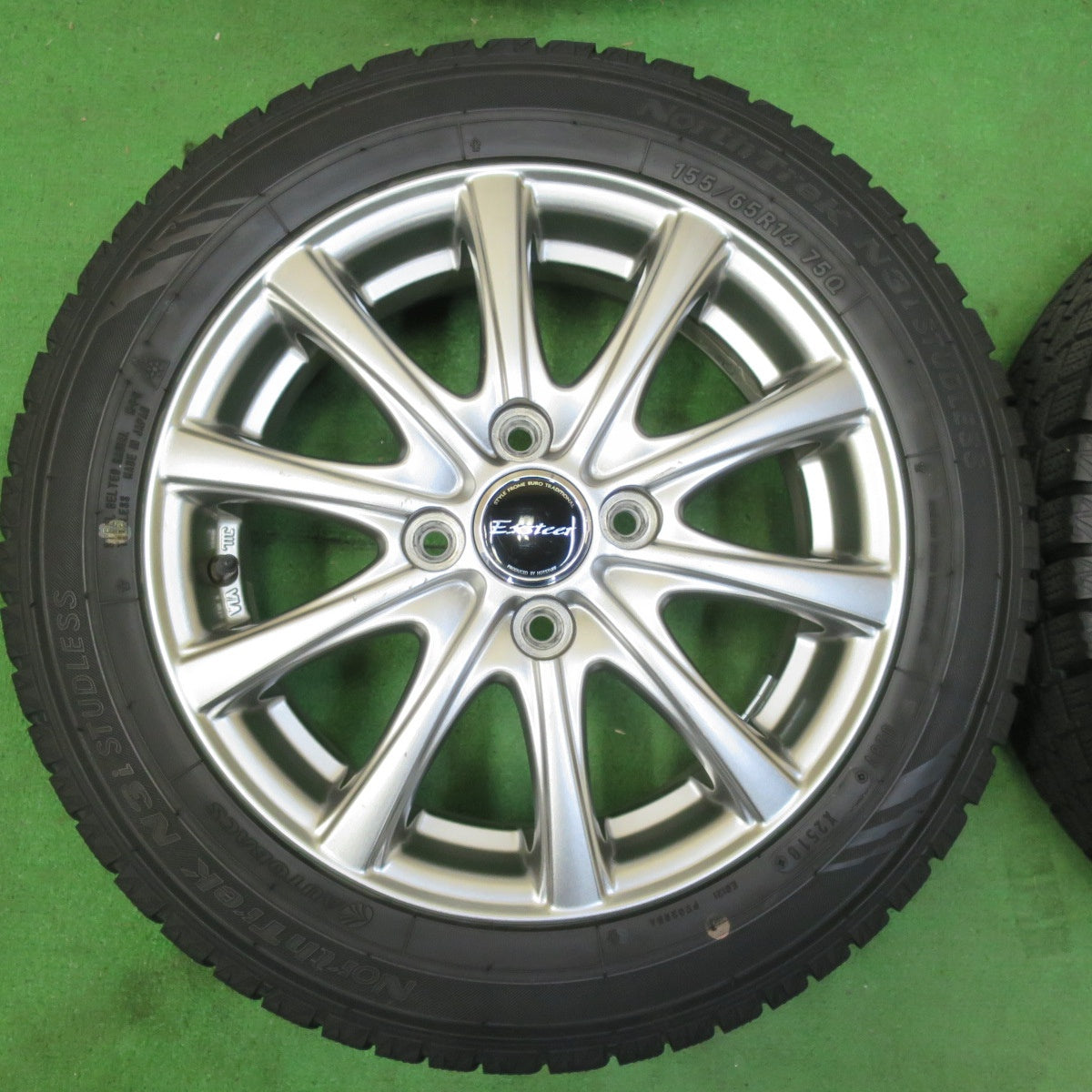 *送料無料* バリ溝！キレイ！9.5分★スタッドレス 155/65R14 オートバックス ノーストレック N3i Exceeder エクシーダー 14インチ PCD100/4H★4080107イス