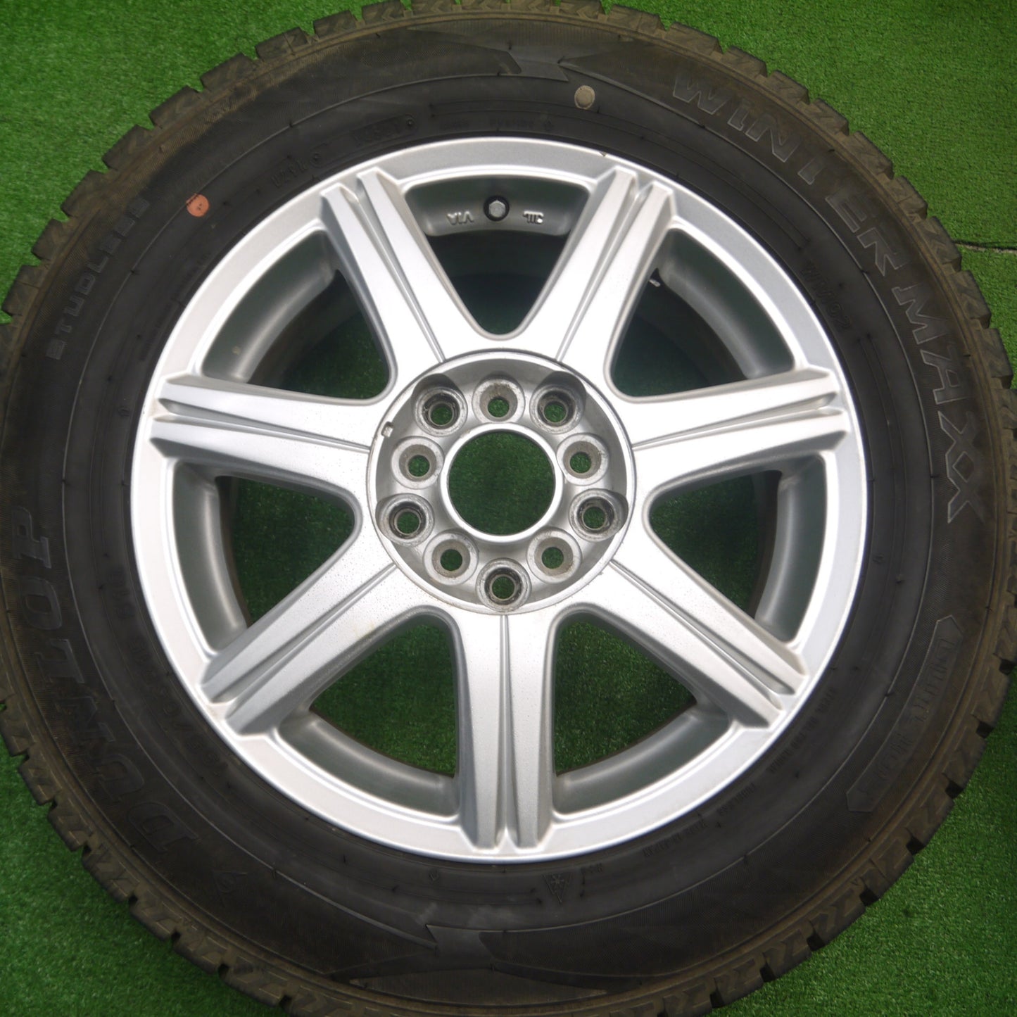 [送料無料] バリ溝！21年！9.5分以上★スタッドレス 195/65R15 ダンロップ ウインターマックス WM02 社外 アルミ 15インチ PCD100 114.3/5H マルチ★4110604Hス