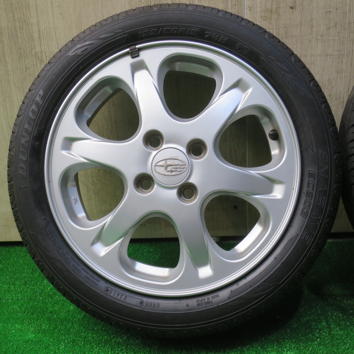 バリ溝！8.5分★スバル R1 純正 155/60R15 ダンロップ エナセーブ EC203 15インチ PCD100/4H★5101104NJノ