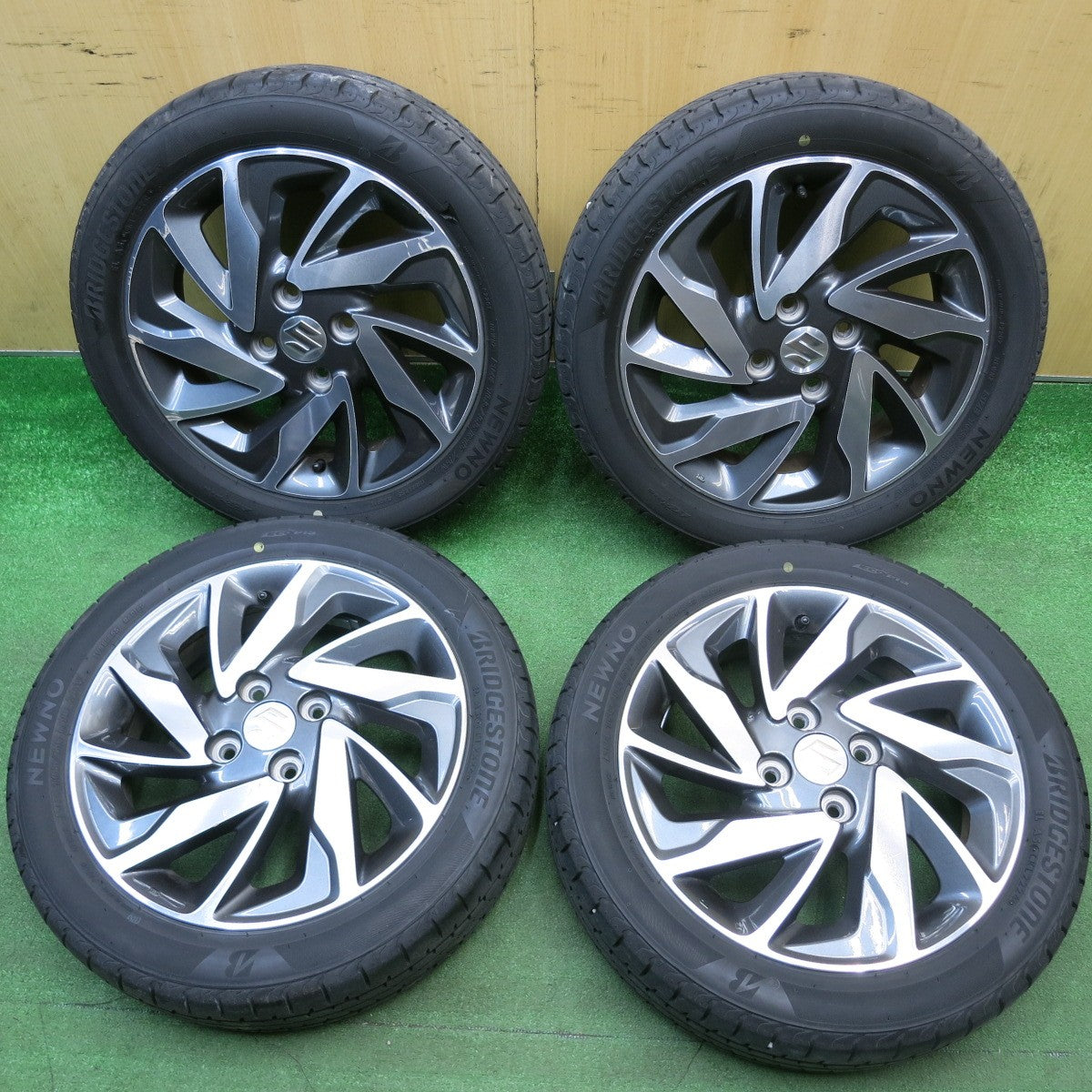 バリ溝！24年！9.5分★スズキ MK32S スペーシア カスタム 純正 165/55R15 ブリヂストン NEWNO 15インチ PCD100/4H★6022309HAノ