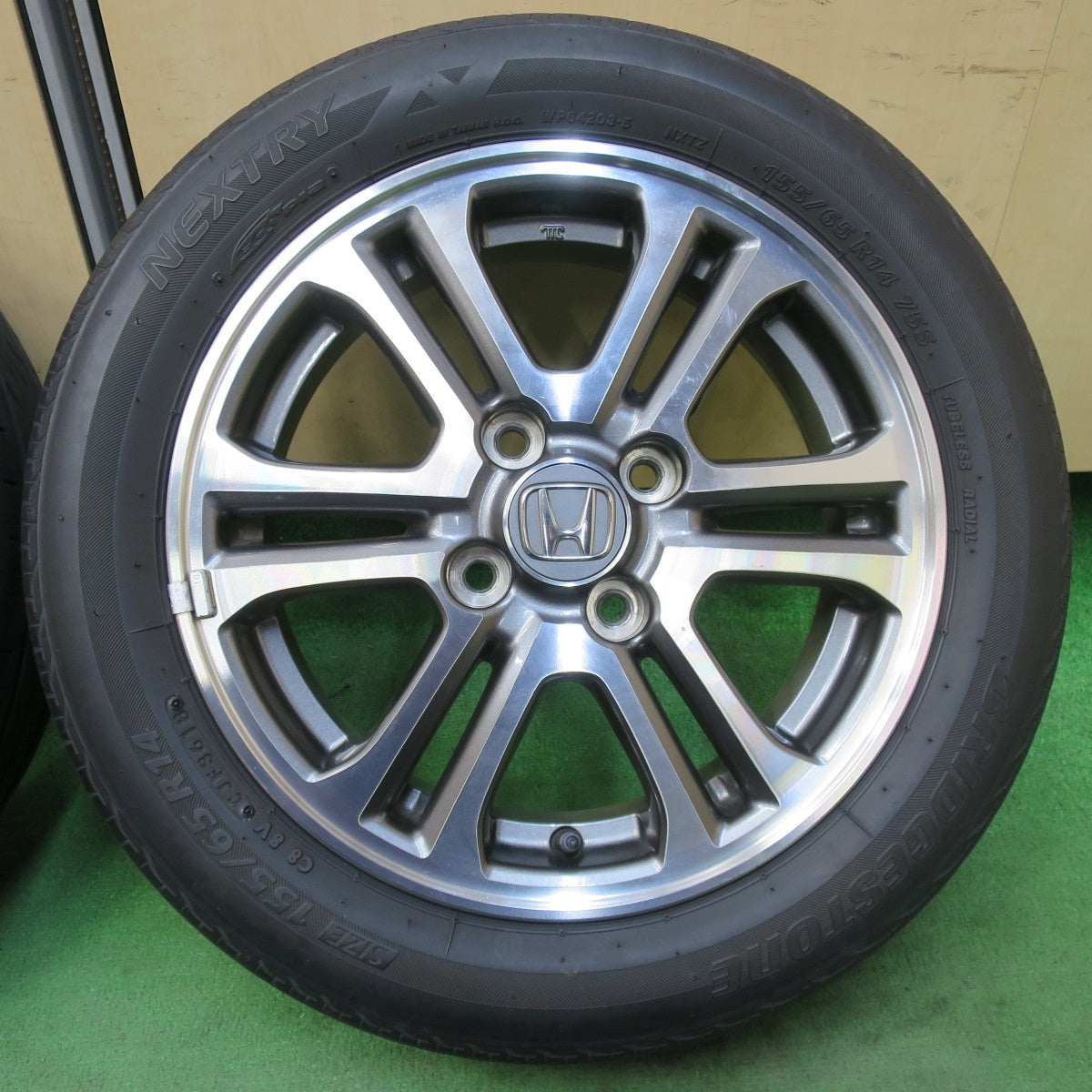 [送料無料] キレイ★ホンダ N-BOX カスタム 純正 155/65R14 ブリヂストン ネクストリー エコピア 14インチ PCD100/4H★5032005イノ