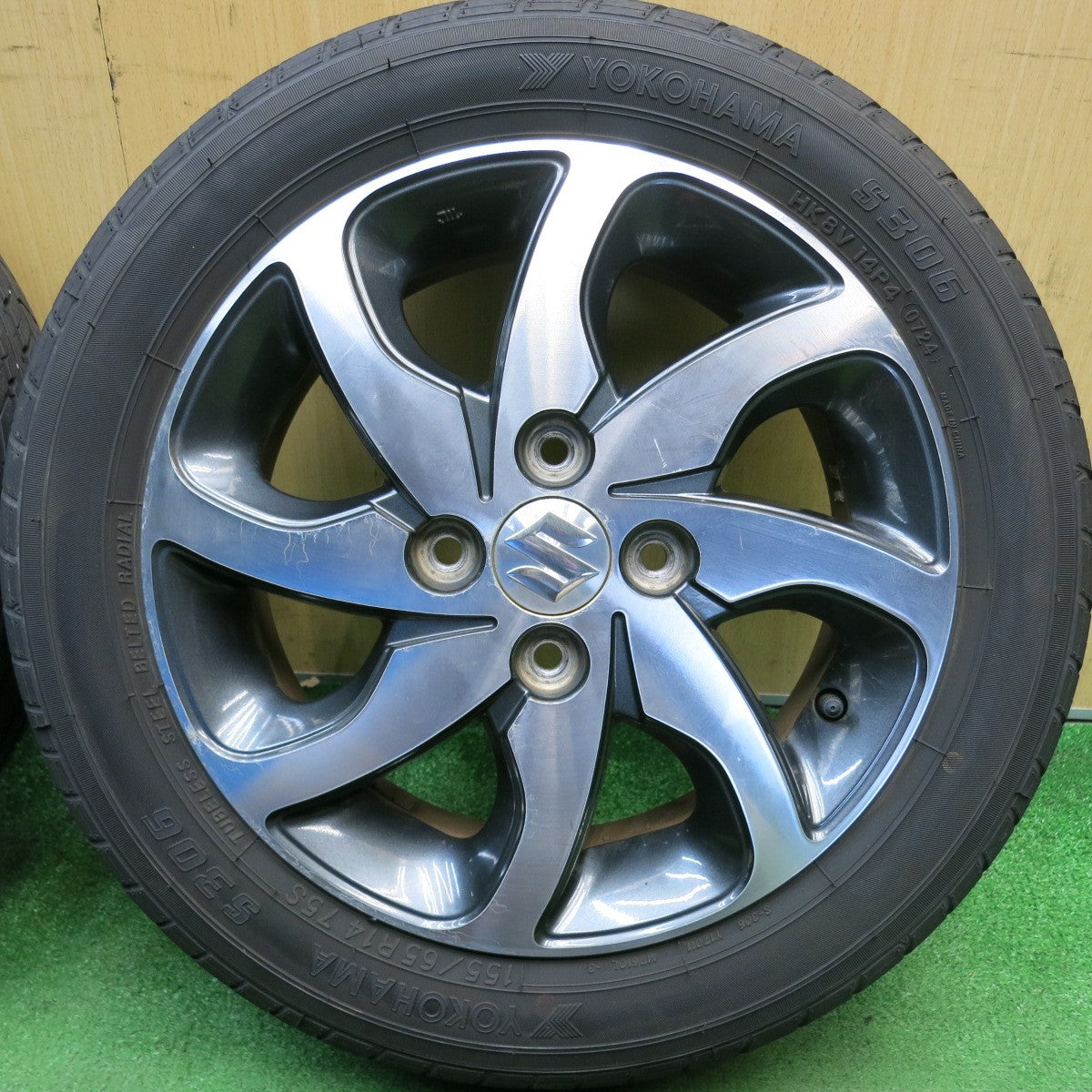 4本価格！24年★スズキ パレット ルークス 等 純正 155/65R14 ヨコハマ S306 14インチ PCD100/4H★6050602HAノ