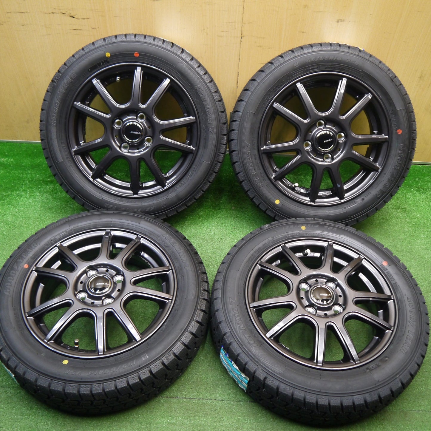 未使用！24年★スタッドレス 155/65R14 グッドイヤー アイスナビ7 EMBELY S10 エンベリー 14インチ PCD100/4H★5120804Hス