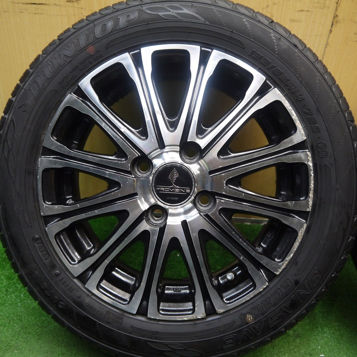 バリ溝！23年！9分★WORK PROMISING STYLE V 155/65R14 ダンロップ エナセーブ EC204 ワーク プロミッシング スタイルV 14インチ PCD100/4H★5062008Hノ
