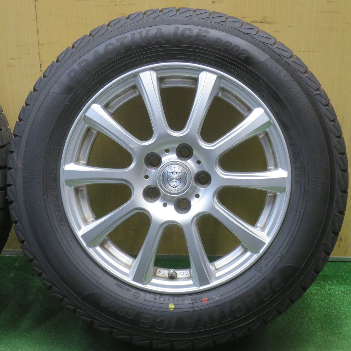 バリ溝！25年！9.5分◎プリウス 等 195/65R15 スタッドレス プラクティバ アイス BP02 JOKER ジョーカー 15インチ PCD100/5H◎6060902NJス