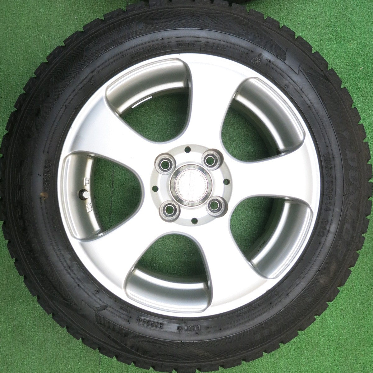 バリ溝！24年！ほぼ10分★スタッドレス 165/70R14 ダンロップ ウインターマックス WM02 AIRGRET 社外 アルミ 14インチ PCD100/4H★5122010HAス