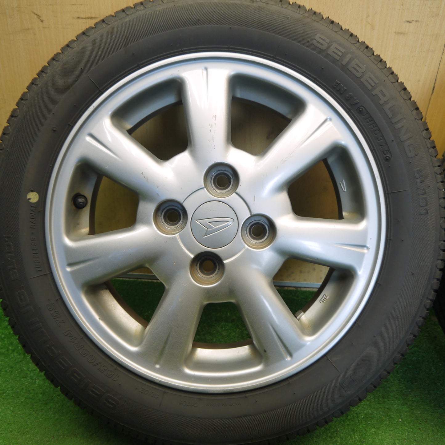 バリ溝！25年！8.5分◎ダイハツ タント ムーヴ ミラ 等 純正 155/65R14 セイバーリング SL101 14インチ PCD100/4H◎6071701Hノ