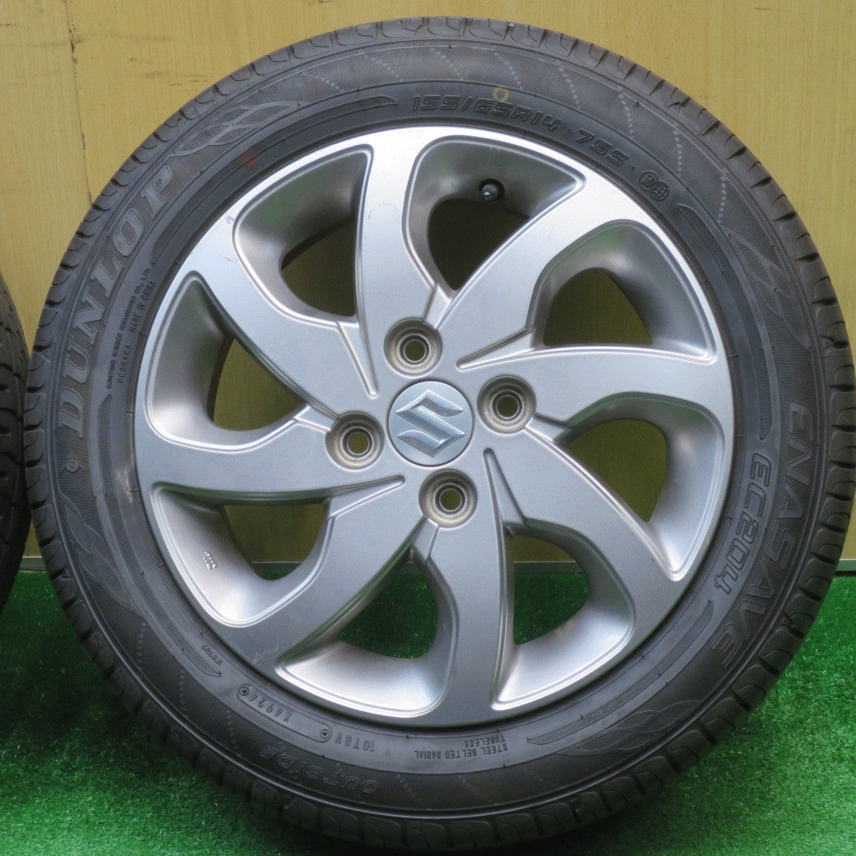 バリ溝！24年！9分★スズキ パレット 純正 155/65R14 ダンロップ エナセーブ EC204 14インチ PCD100/4H★5110105NJノ