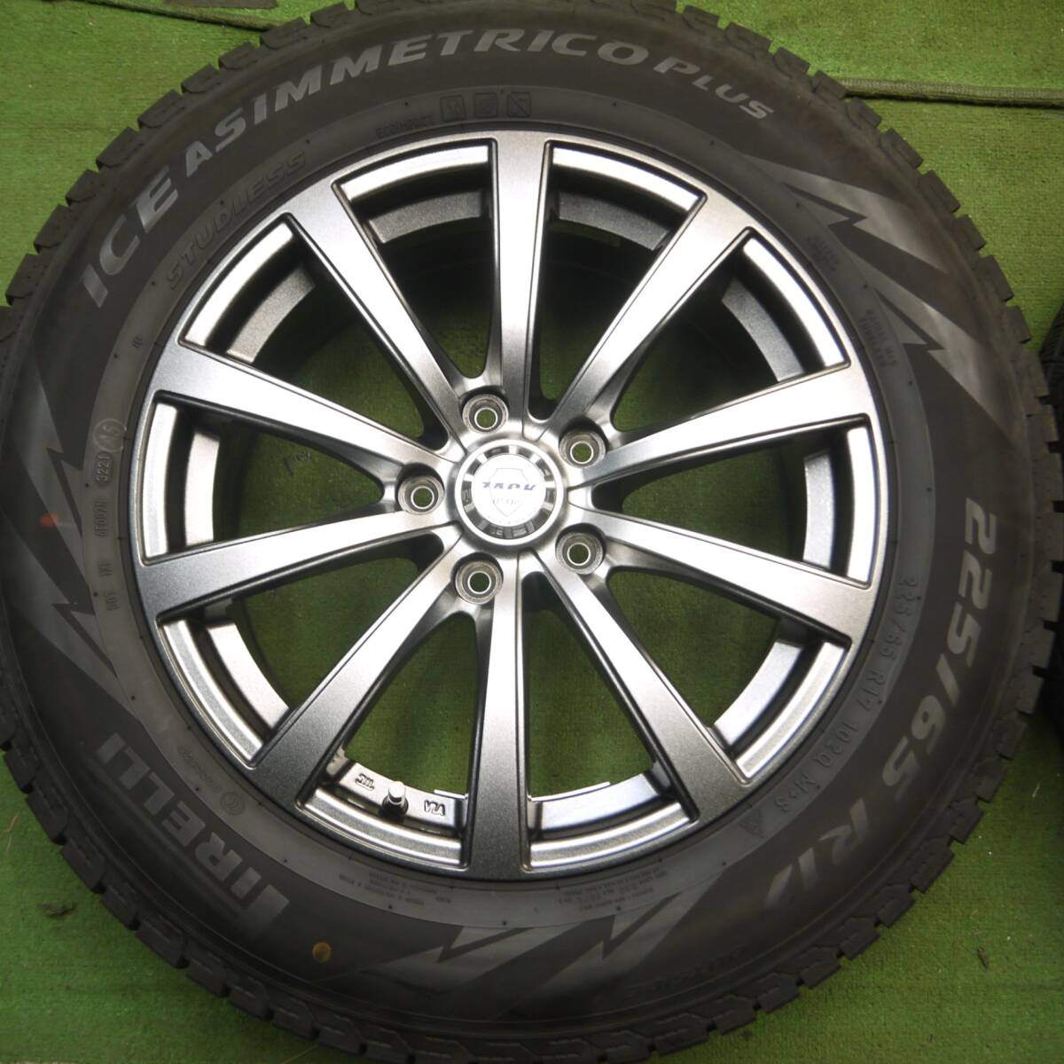 バリ溝 21年 綺麗 8.5分★スタッドレス 225/65R17 ピレリ アイスアシンメトリコ プラス ZACK JP-110 PCD114.3/5H★4060710Hス