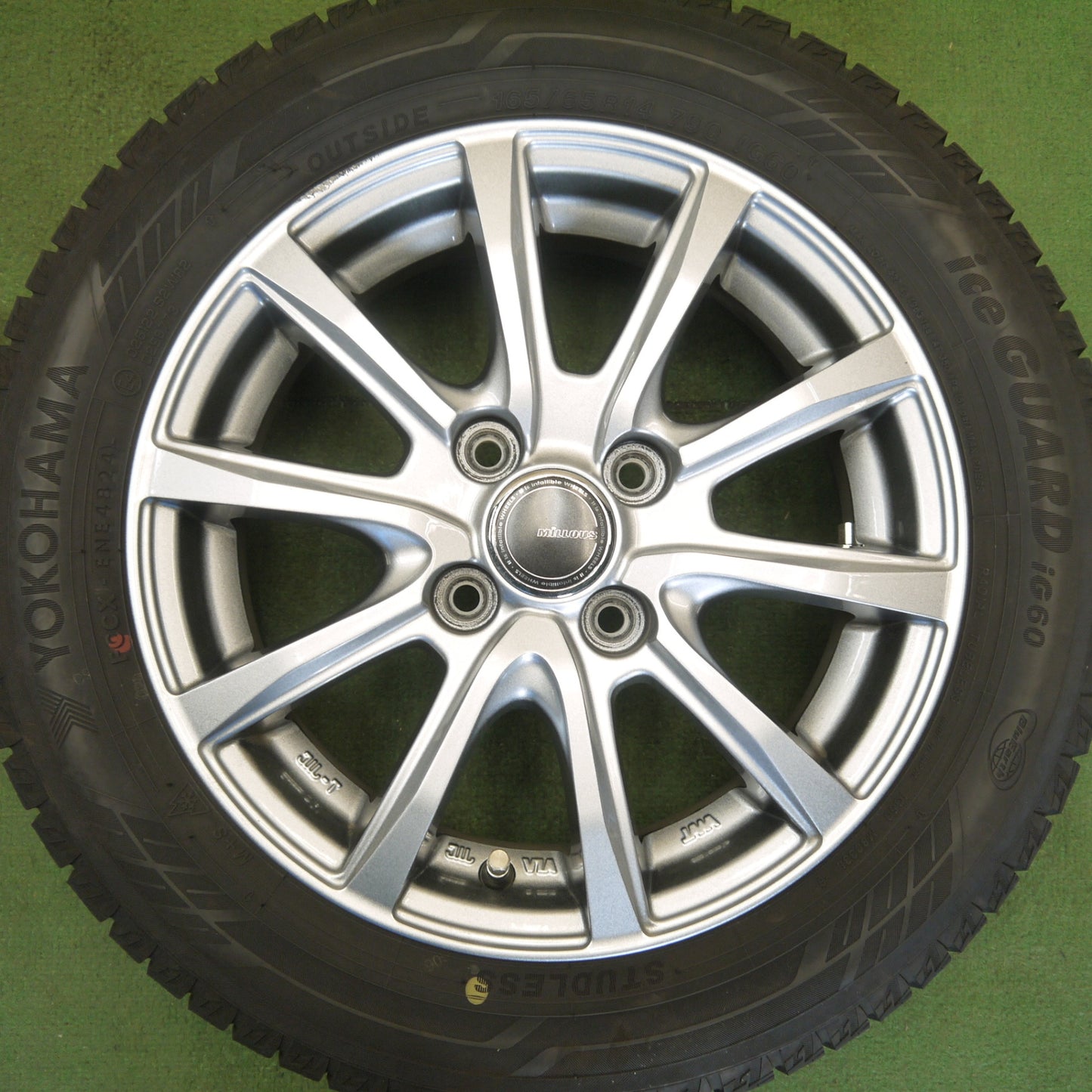 バリ溝！24年！キレイ！ほぼ10分◎スタッドレス 165/65R14 ヨコハマ アイスガード iG60 MiLLOUS VX ミルアス 14インチ PCD100/4H◎6062308Hス