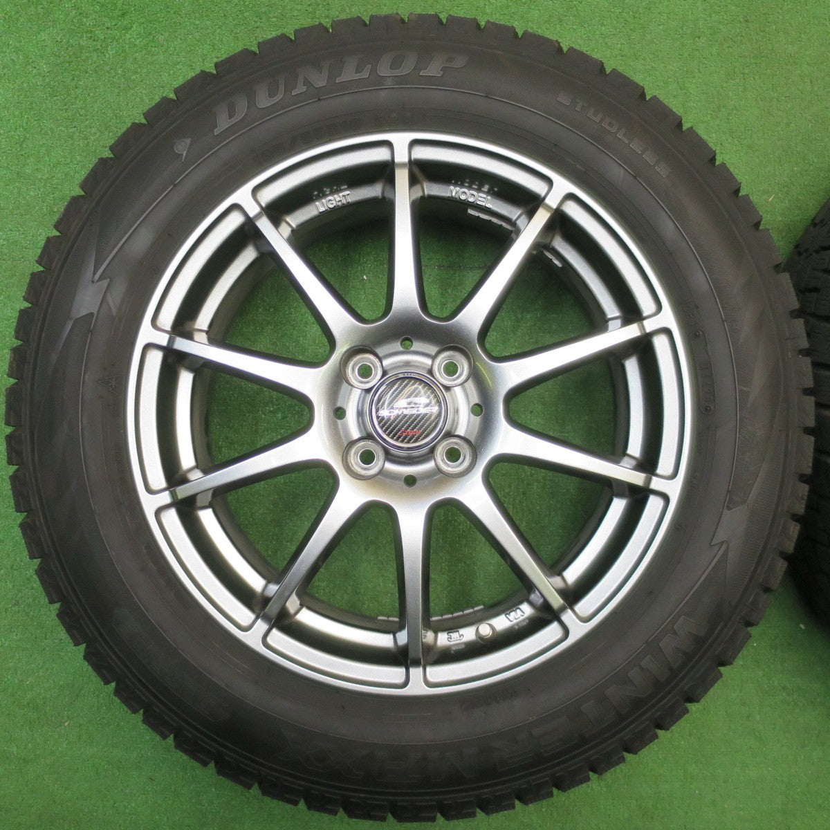 バリ溝！キレイ！9.5分★スタッドレス 195/65R16 ダンロップ ウインターマックス WM02 SCHNEIDER ATECH シュナイダー 16インチ PCD100/4H★5121817NJス