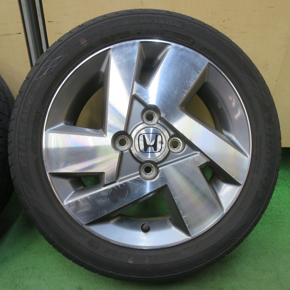 4本価格！22年★ホンダ JE1 JE2 ゼスト スパーク 純正 165/55R14 ダンロップ エナセーブ EC204 14インチ PCD100/4H★6013109イノ
