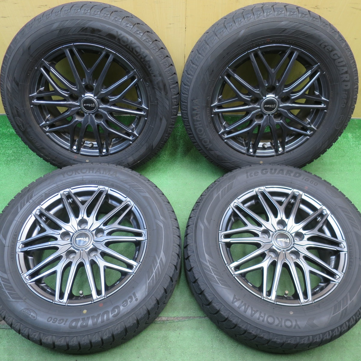 バリ溝！23年！9分◎スタッドレス 195/65R15 ヨコハマ アイスガード iG60 SIBILLA NEXT W45 シビラ 15インチ PCD114.3/5H◎6063002NJス