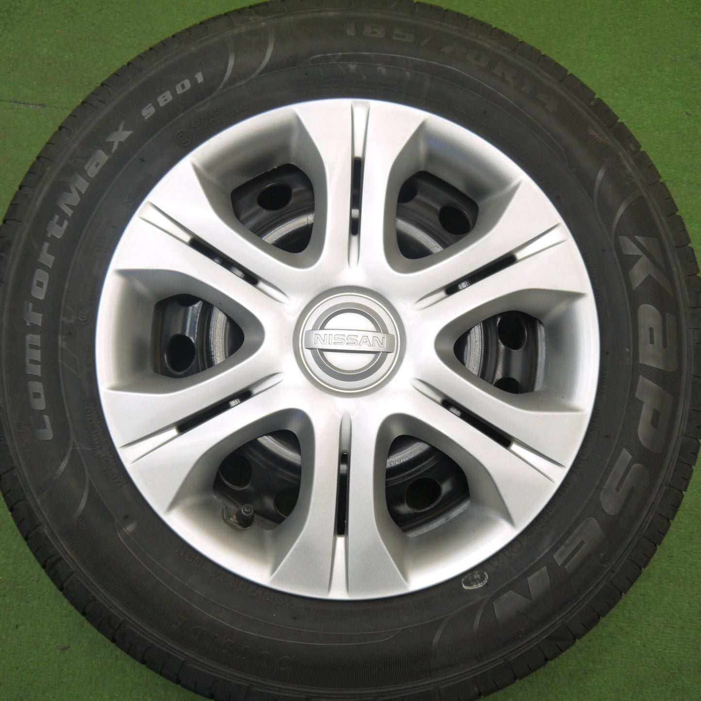 バリ溝！23年！9分★日産 ノート 純正 スチール 185/70R14 カプセン ComfortMax S801 14インチ PCD100/4H★6030206Hノ
