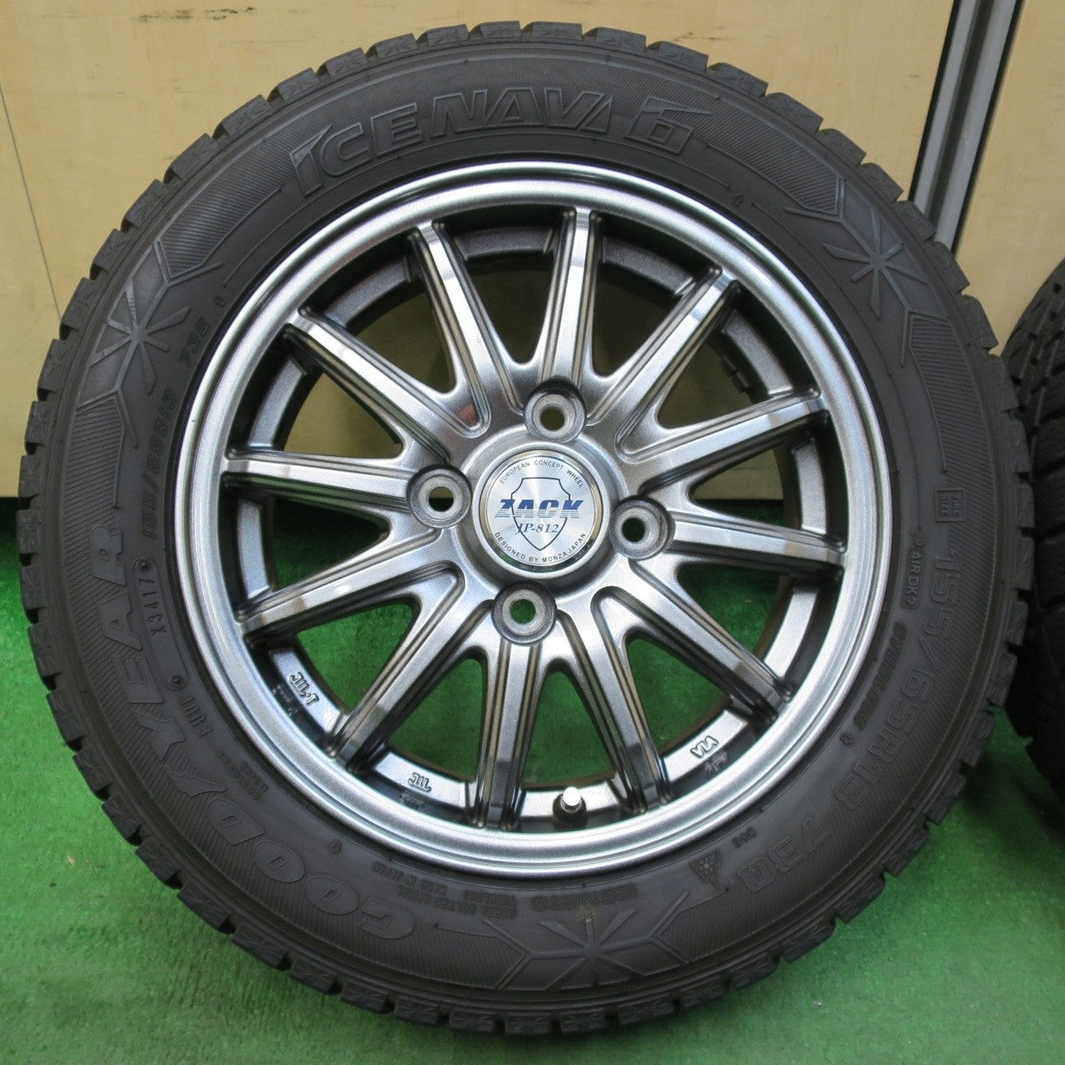 キレイ★スタッドレス 155/65R13 グッドイヤー アイスナビ6 ZACK JP-812 MONZA ザック 13インチ PCD100/4H★4121203イス
