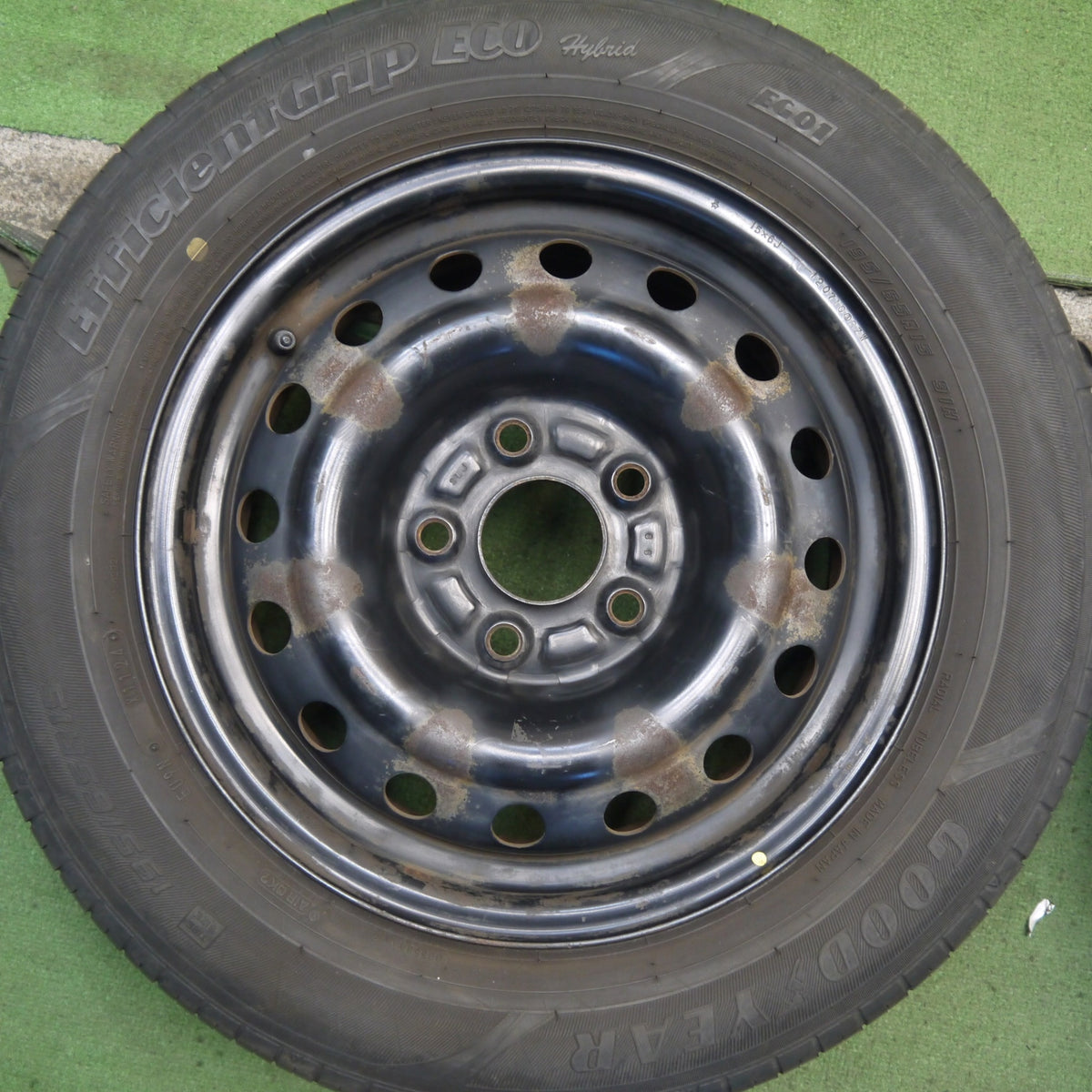 バリ溝！24年！8.5分◎195/65R15 グッドイヤー EfficientGrip ECO Hybrid スチール ホイール 15インチ PCD114.3/5H◎6090706Hノ