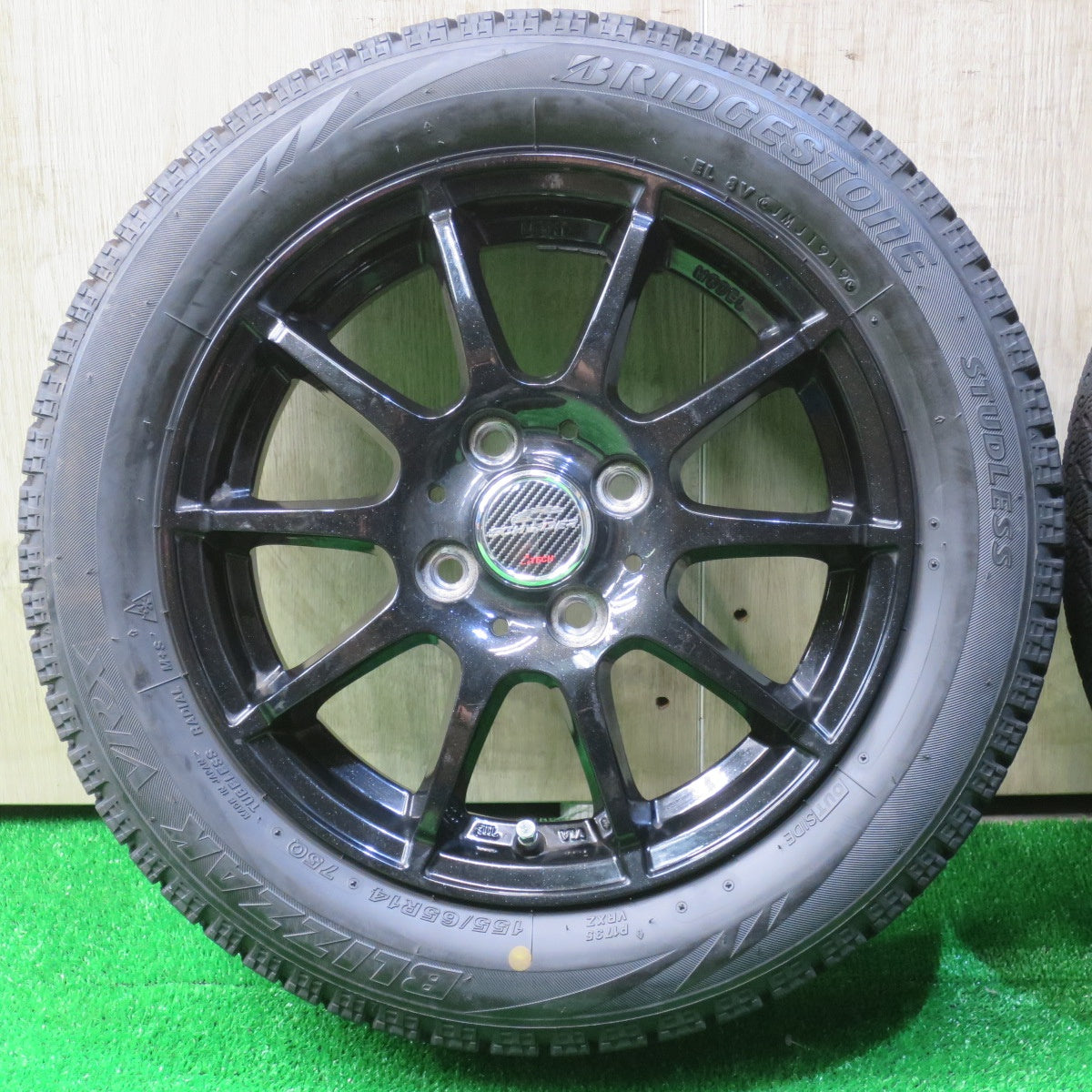 バリ溝！キレイ！9分★スタッドレス 155/65R14 ブリヂストン ブリザック VRX SCHNEIDER シュナイダー 14インチ PCD100/4H★5101102NJス