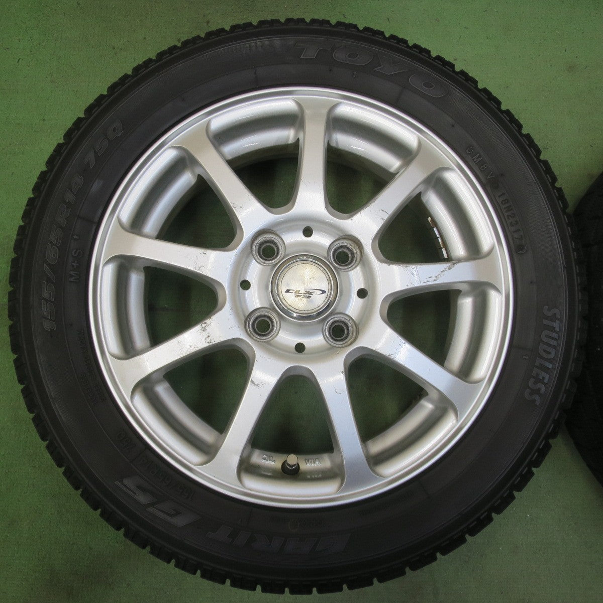 バリ溝！9分★スタッドレス 155/65R14 トーヨー ガリット G5 CLX T-3 社外 アルミ 14インチ PCD100/4H★6052801イス