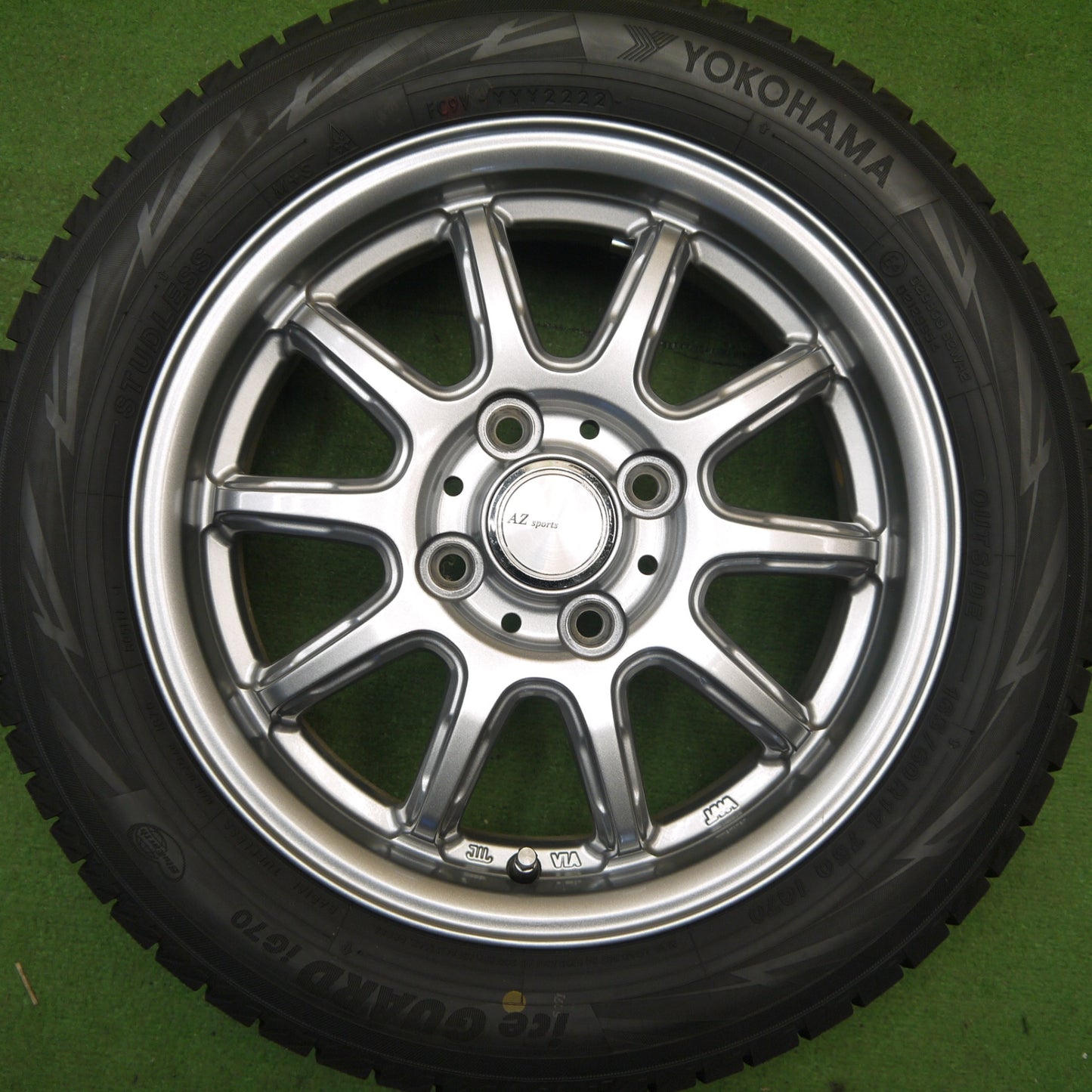バリ溝！22年！キレイ！ほぼ10分★スタッドレス 165/60R14 ヨコハマ アイスガード iG70 AZ sport AZスポーツ 14インチ 軽サイズ PCD100/4H★6040102Hス