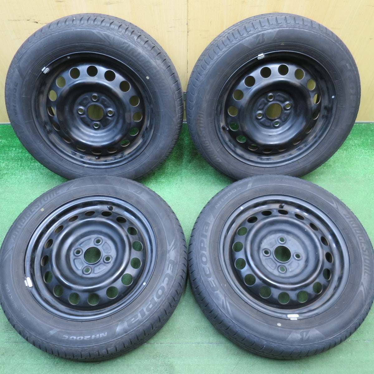 バリ溝！22年！8.5分★175/65R15 ブリヂストン エコピア NH200C スチール ホイール 15インチ PCD100/4H★6022302NJノ