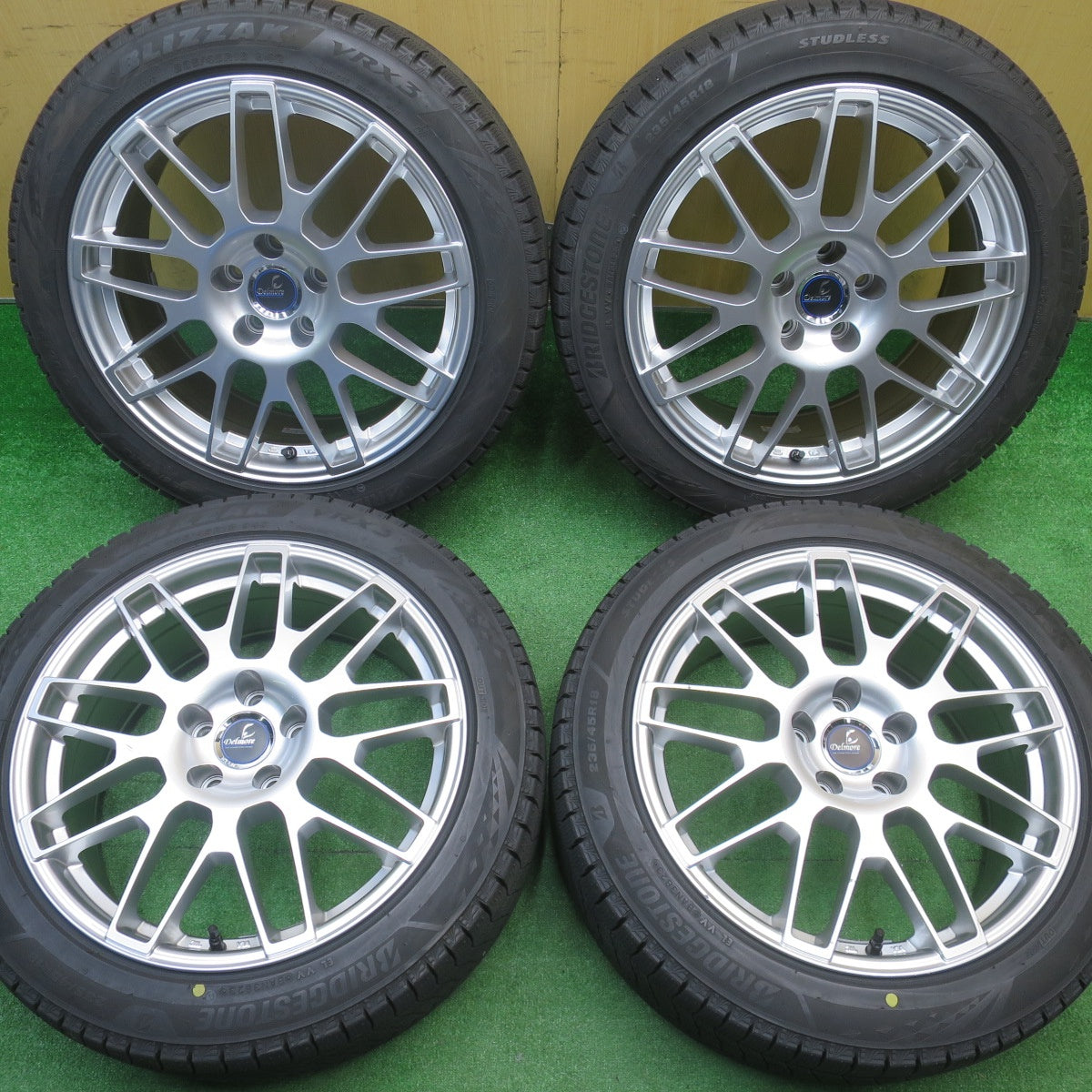 センサー付！バリ溝！23年！キレイ！9.5分★レクサス 等 235/45R18 スタッドレス ブリヂストン ブリザック VRX3 Delmore デルモア 18インチ PCD114.3/5H★5111314NJス