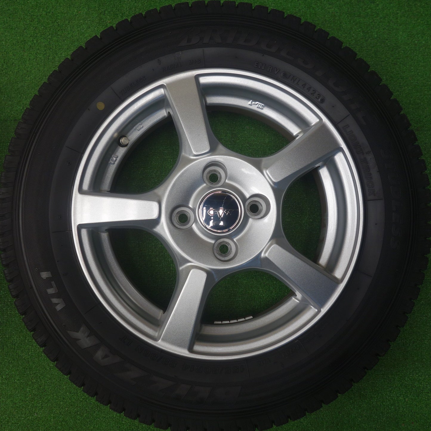 バリ溝！23年！キレイ！9.5分以上★スタッドレス 155/80R14 88/86N ブリヂストン ブリザック VL1 CVW 社外 アルミ 14インチ PCD100/4H★6040605KTス