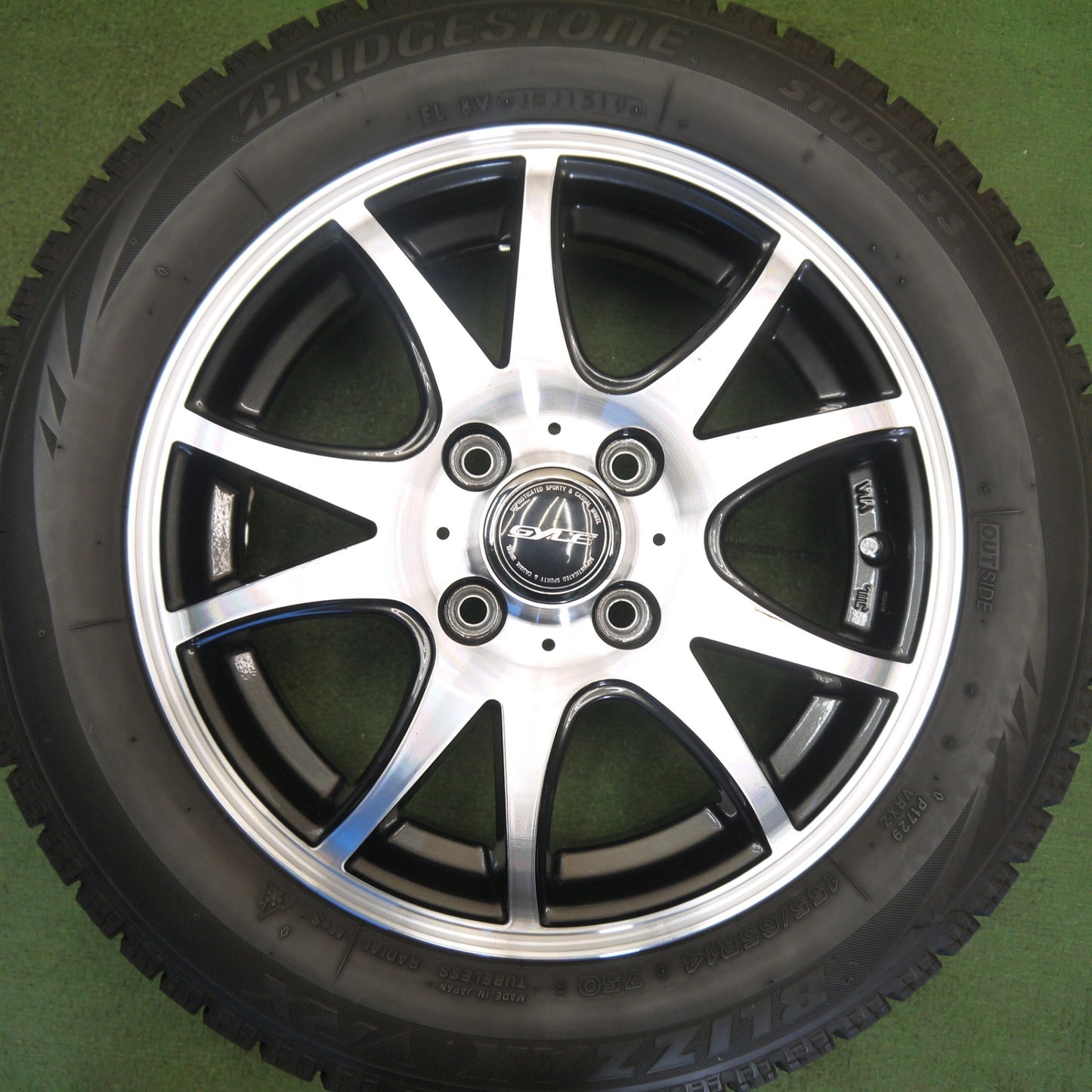 バリ溝！キレイ！9分◎スタッドレス 155/65R14 ブリヂストン ブリザック VRX GYLE ガイル 14インチ PCD100/4H◎6062304Hス