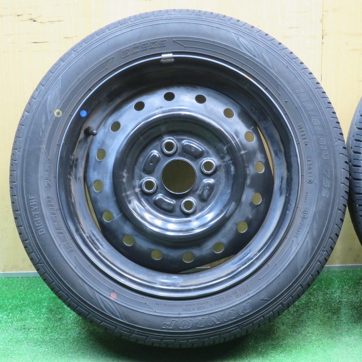 4本価格！23年★155/65R14 ダンロップ EC202 スチール ホイール 14インチ PCD100/4H★6032706NJノ