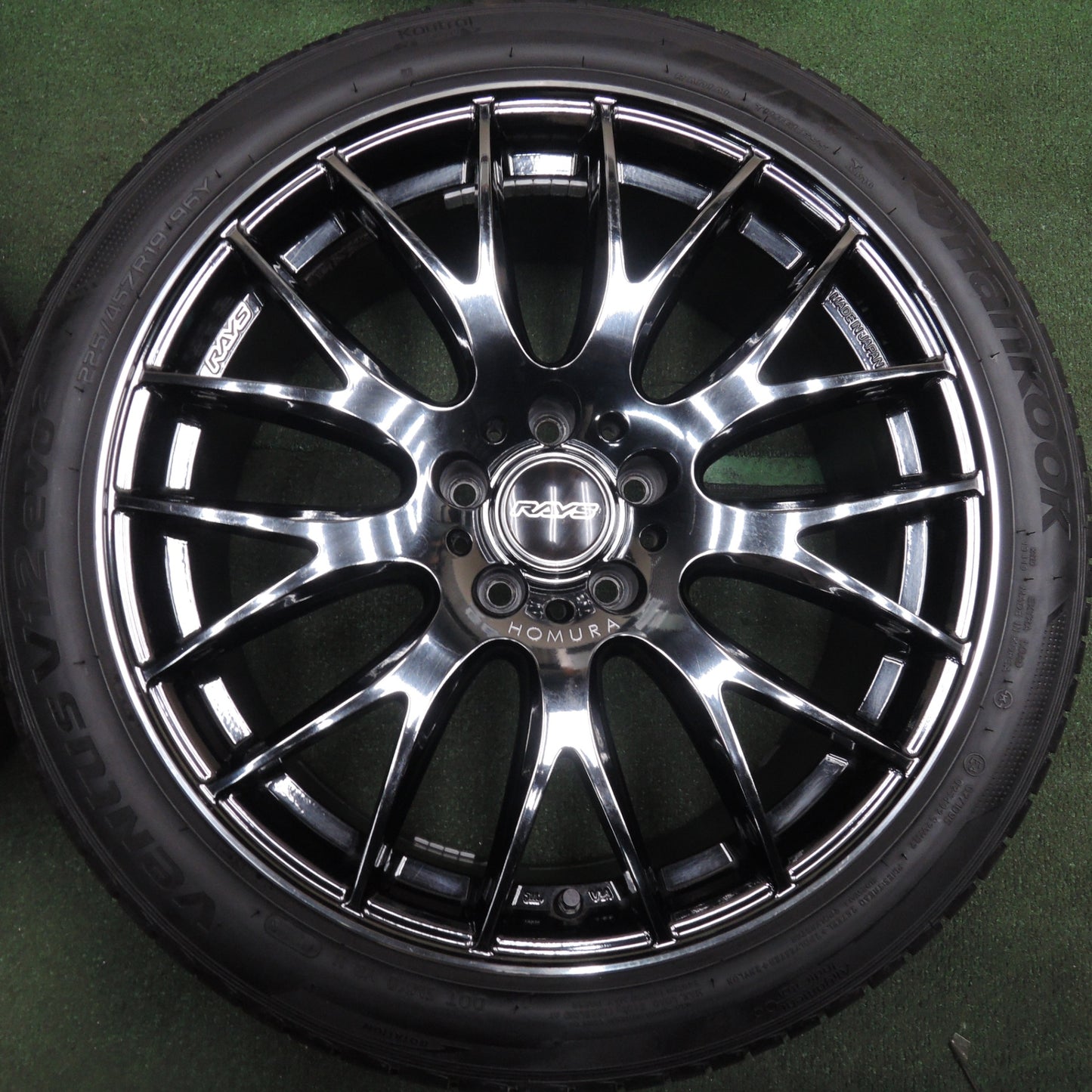 *送料無料* バリ溝！23年！9.5分★RAYS HOMURA 2X9 限定カラー 225/45R19 ハンコック ベンタス V12 evo2 レイズ ホムラ 19インチ PCD114.3/5H★4042001HAノ