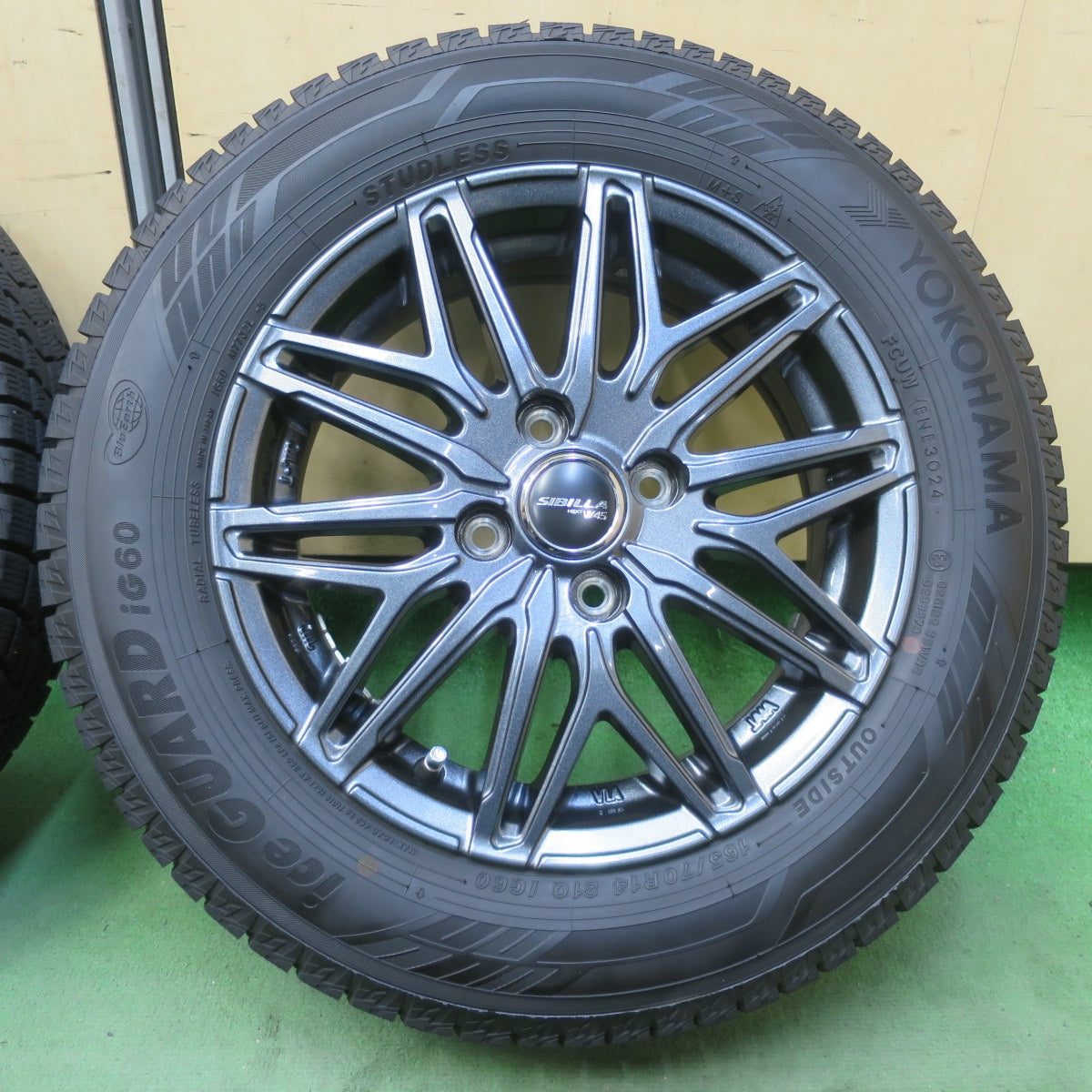 バリ溝！24年！キレイ！9分★スタッドレス 165/70R14 ヨコハマ アイスガード iG60 SIBILLA NEXT W45 シビラ 14インチ PCD100/4H★6051802イス