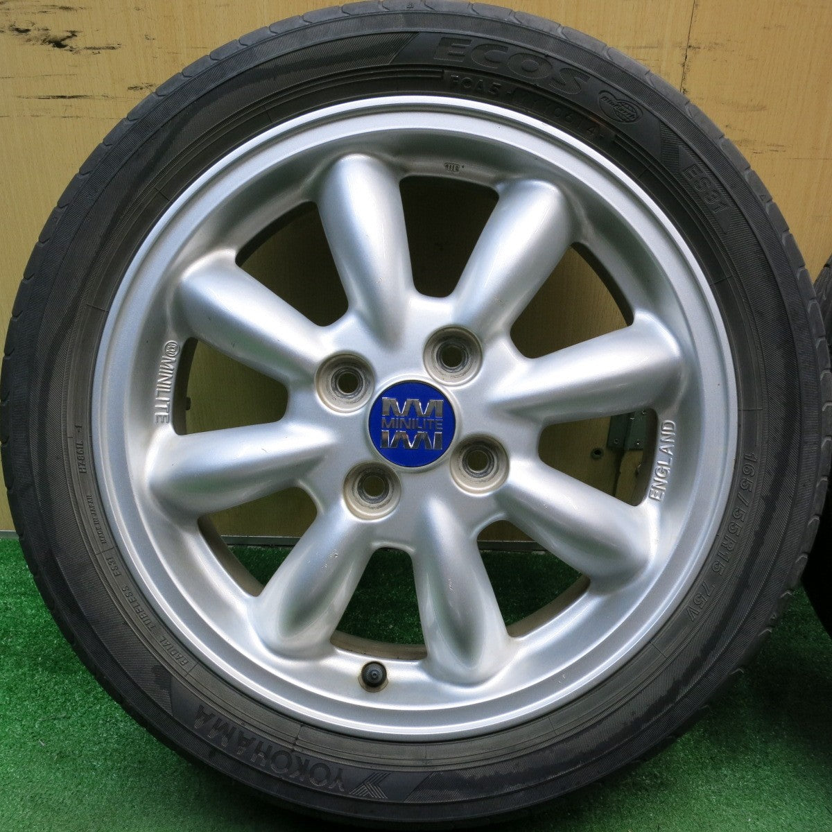 バリ溝！22年！9.5分★ダイハツ ミラジーノ 純正 MINILITE 165/55R15 プラクティバ ヨコハマ エコス ES31 ミニライト 15インチ PCD100/4H★5061305HAノ