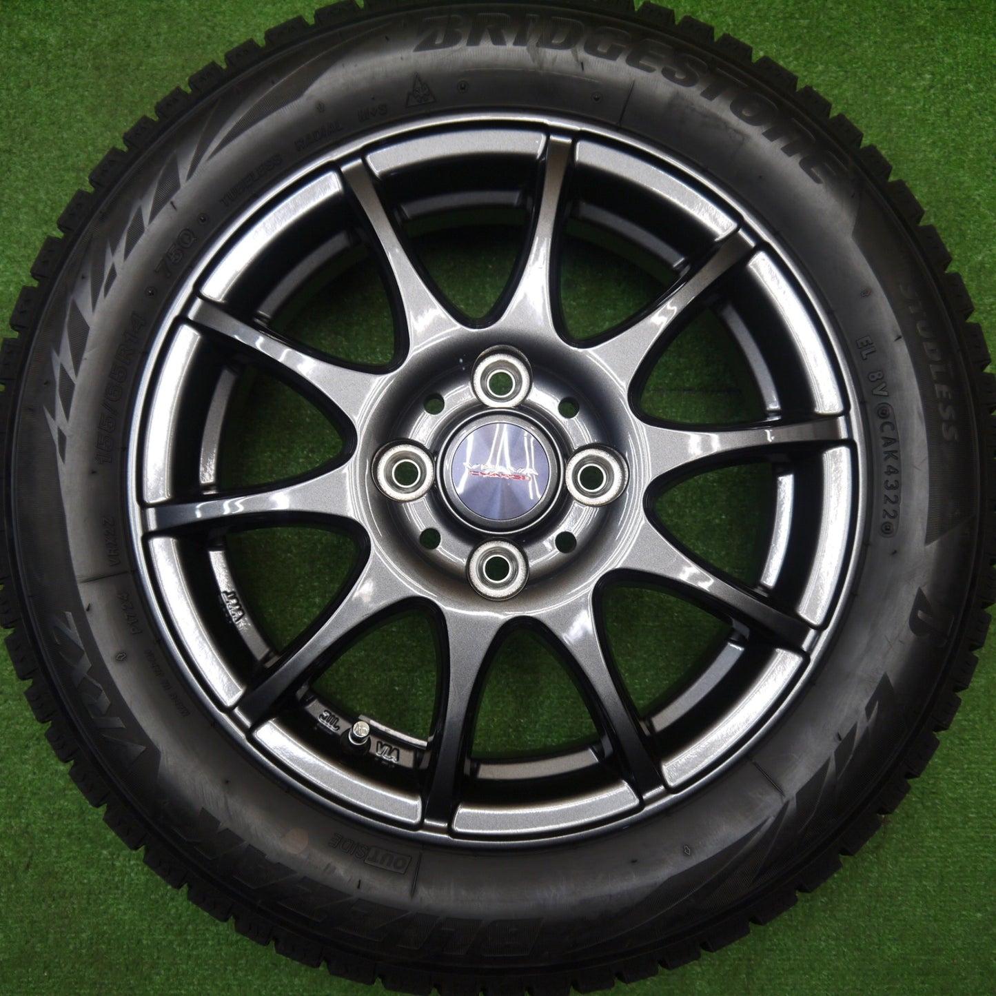 バリ溝！22年！キレイ！ほぼ10分★スタッドレス 155/65R14 ブリヂストン ブリザック VRX2 VELVA CHARGE ヴェルヴァ 14インチ PCD100/4H★5110708Hス