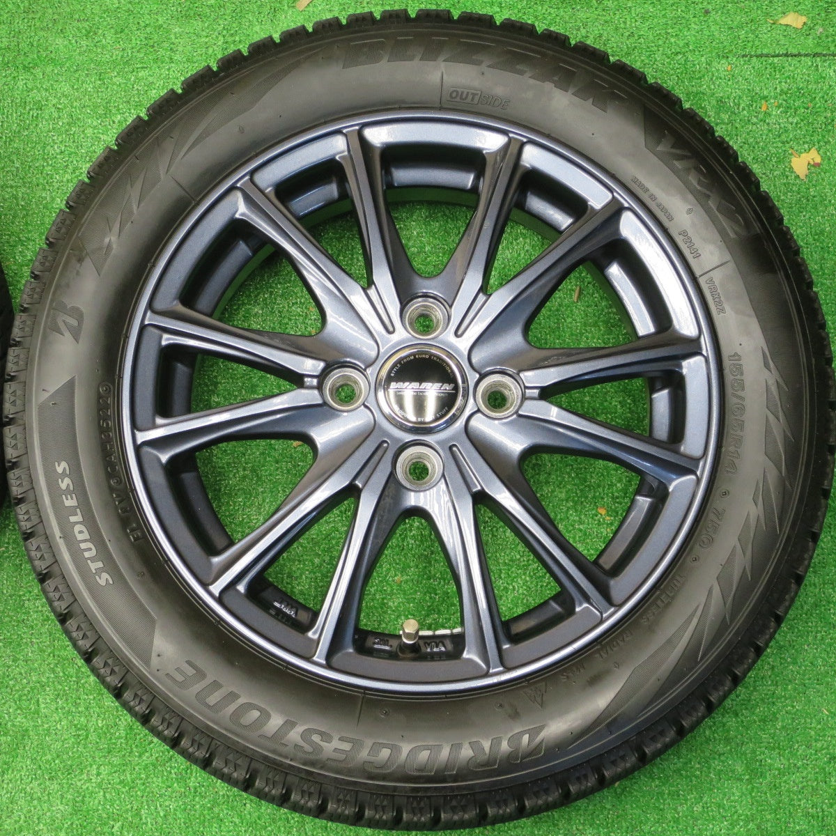 バリ溝！22年！キレイ！8.5分★スタッドレス 155/65R14 ブリヂストン ブリザック VRX2 WAREN ヴァーレン 14インチ PCD100/4H★5120301NKス
