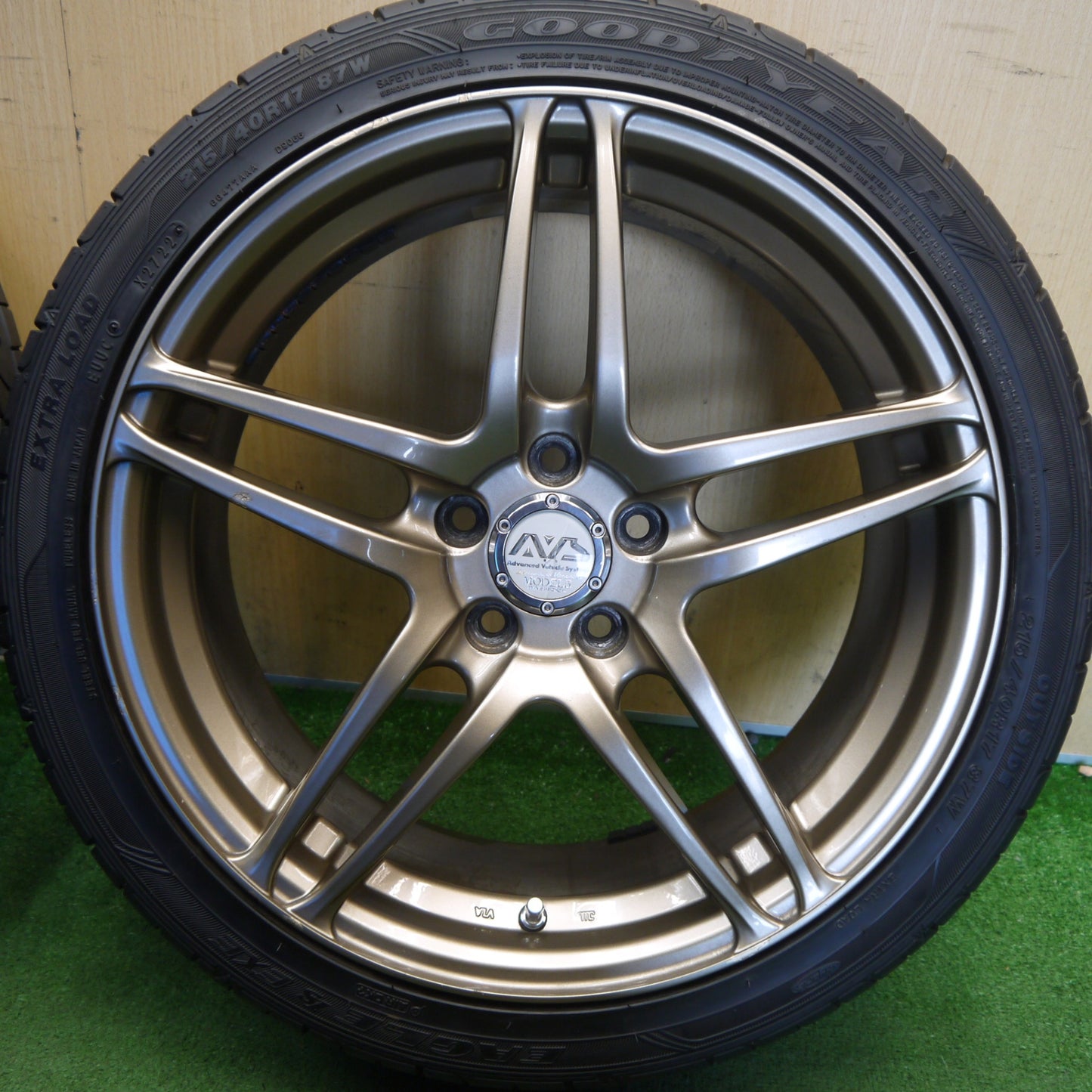バリ溝！22年！ほぼ10分◎プリウス 等 215/40R17 グッドイヤー イーグル LS EXE AVS MODEL5 17インチ モデル5 PCD100/5H◎6080304Hノ