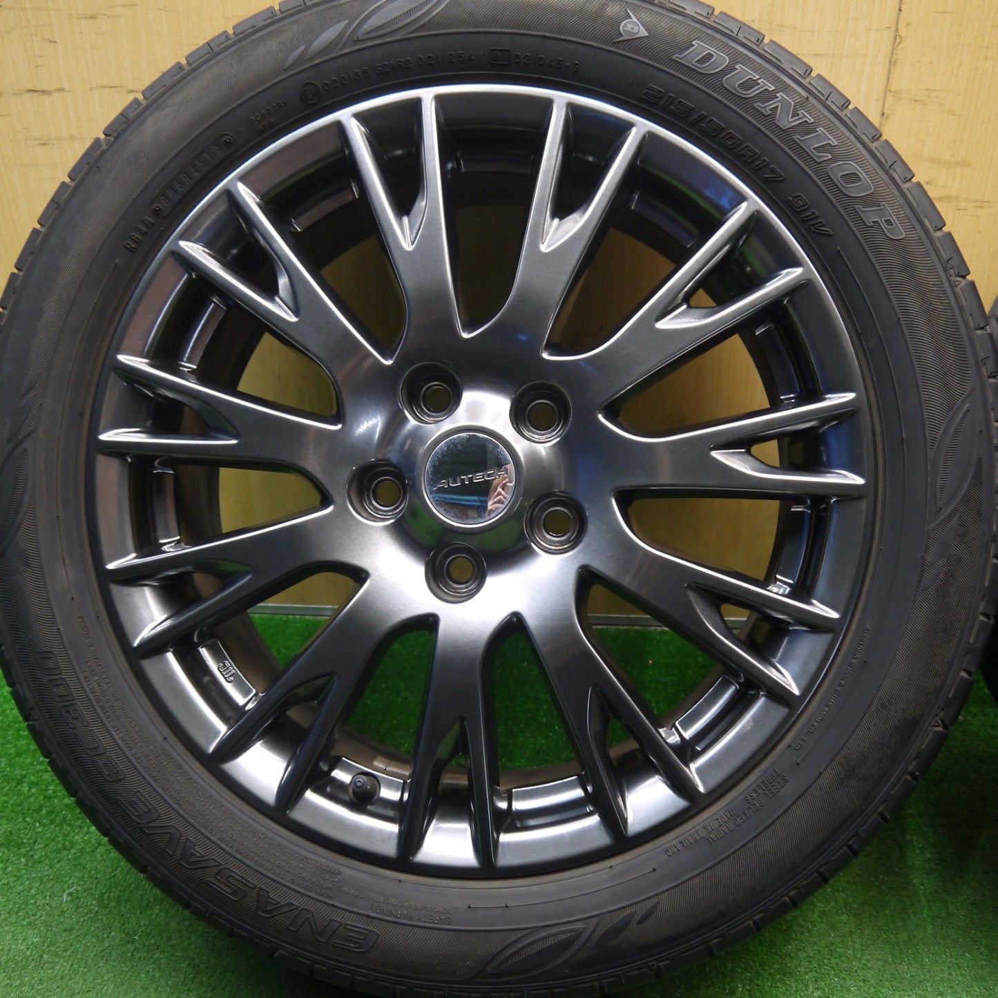 [送料無料] バリ溝！キレイ！8.5分★日産 リーフ 純正 AUTECH ENKEI 215/50R17 ダンロップ エナセーブ EC300 17インチ オーテック エンケイ PCD114.3/5H★5031907Hノ