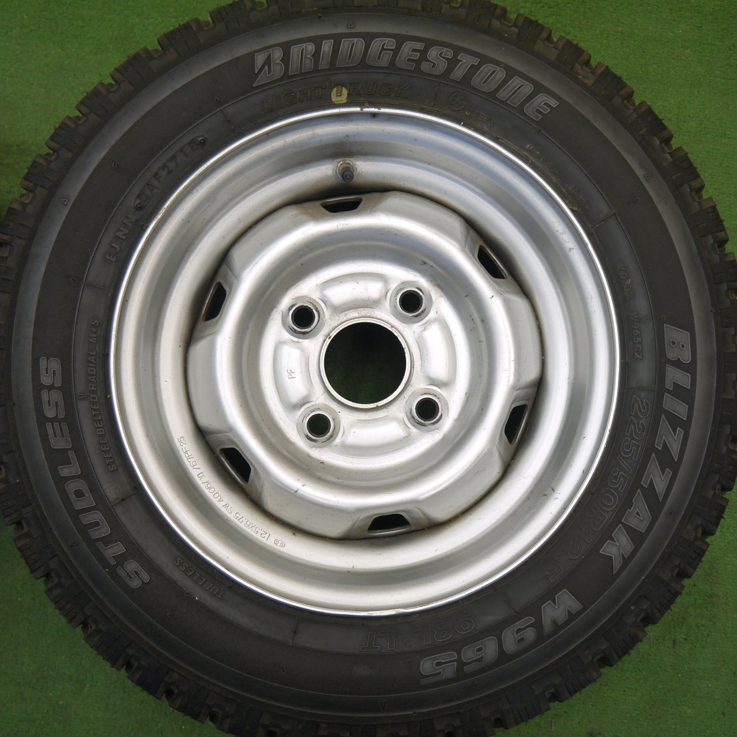 ほぼ未使用★タウンエース 等 225/50R12.5 165R13 スタッドレス ブリヂストン ブリザック W965 VL1 TOPY スチール ホイール 12.5 13 インチ PCD114.3/4H★6041504Hス
