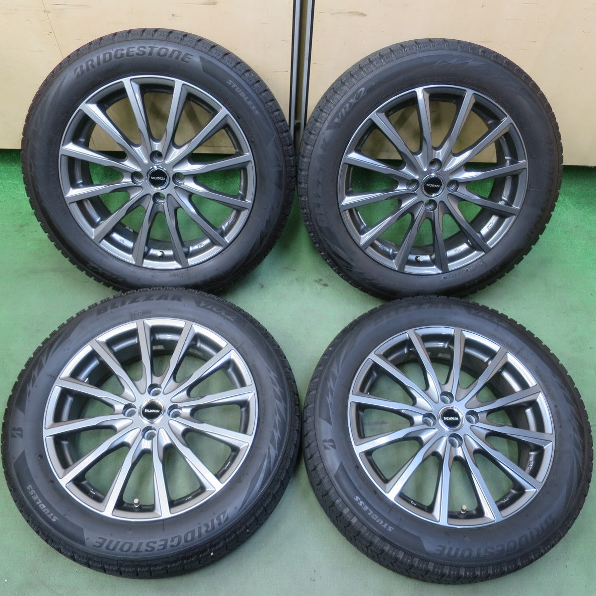 バリ溝！23年！キレイ！8.5分◎スタッドレス 195/60R17 ブリヂストン ブリザック VRX2 BALMINUM AR12 バルミナ 17インチ PCD100/4H◎6080604イス