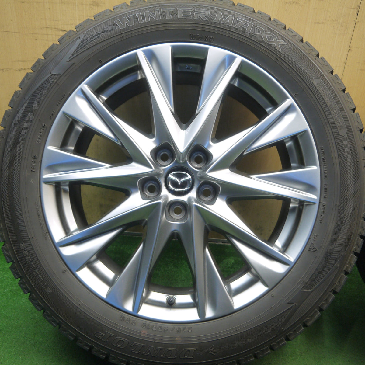 バリ溝！キレイ！9分◎マツダ CX-8 純正 225/55R19 スタッドレス ダンロップ ウインターマックス WM02 CX8 19インチ PCD114.3/5H◎6090802Hス