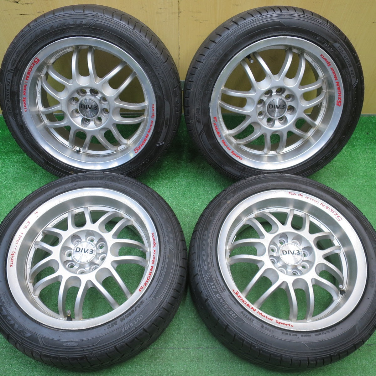 バリ溝！23年！9.5分★5ZIGEN DIV.3 N1R 195/50R15 グッドイヤー イーグル LS EXE 5次元 ゴジゲン 15インチ PCD100/4H★5111006NJノ