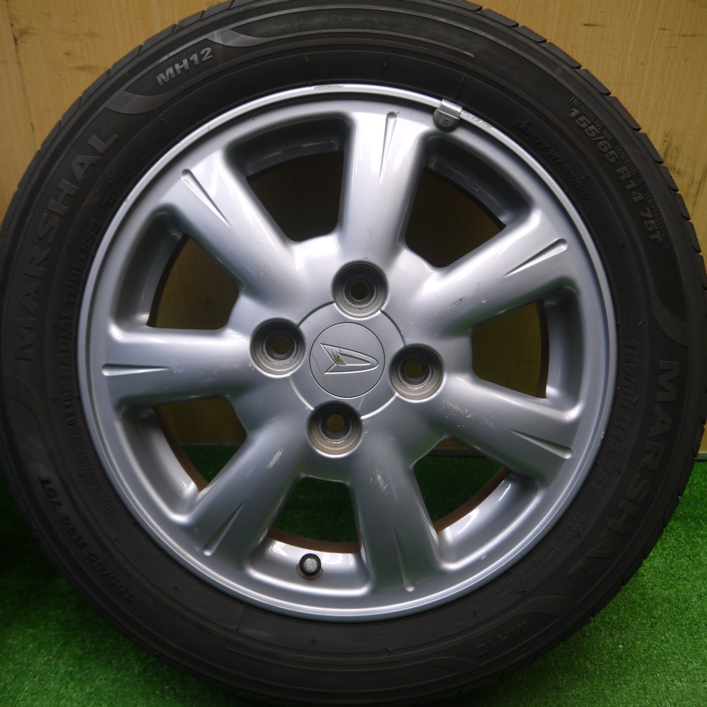 [送料無料] バリ溝！9分★ダイハツ タント ムーヴ 等 純正 155/65R14 マーシャル MH12 14インチ PCD100/4H★4120904Hノ