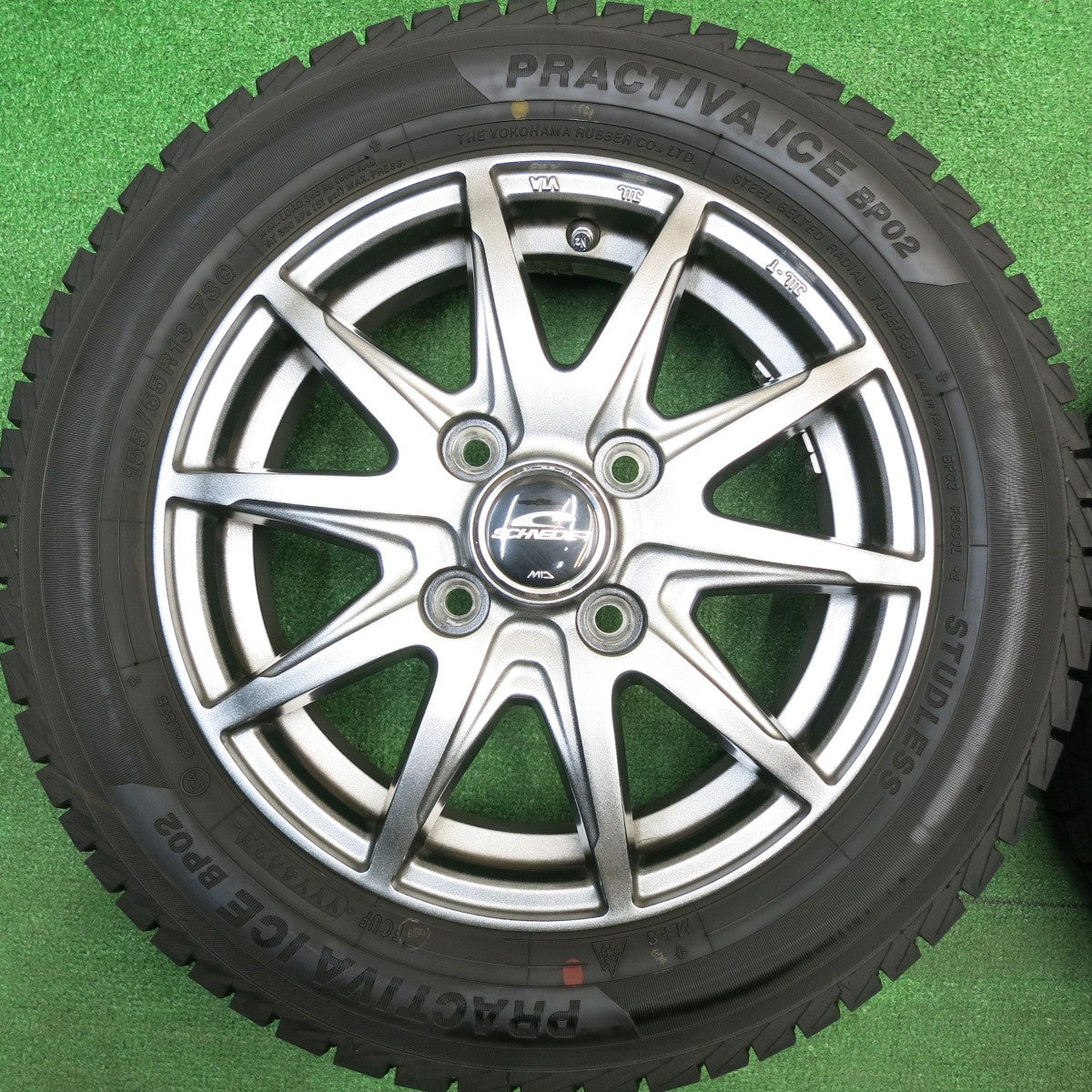 バリ溝！23年！キレイ！ほぼ10分★スタッドレス 155/65R13 プラクティバ アイス BP02 ヨコハマ SCHNEIDER MiD シュナイダー 13インチ PCD100/4H★5113015HAス