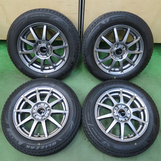 バリ溝！21年！キレイ！8.5分★スタッドレス 165/65R14 ブリヂストン ブリザック VRX3 Ti WHEELS 社外 アルミ 14インチ PCD100/4H★5112702イス