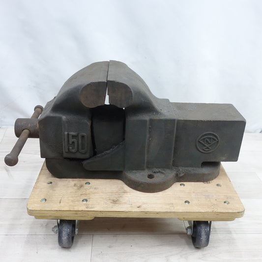 [送料無料] ◆ナベヤ 卓上 万力 150 型式 不明 ベンチ バイス 締め付け 固定 工具 道具②◆