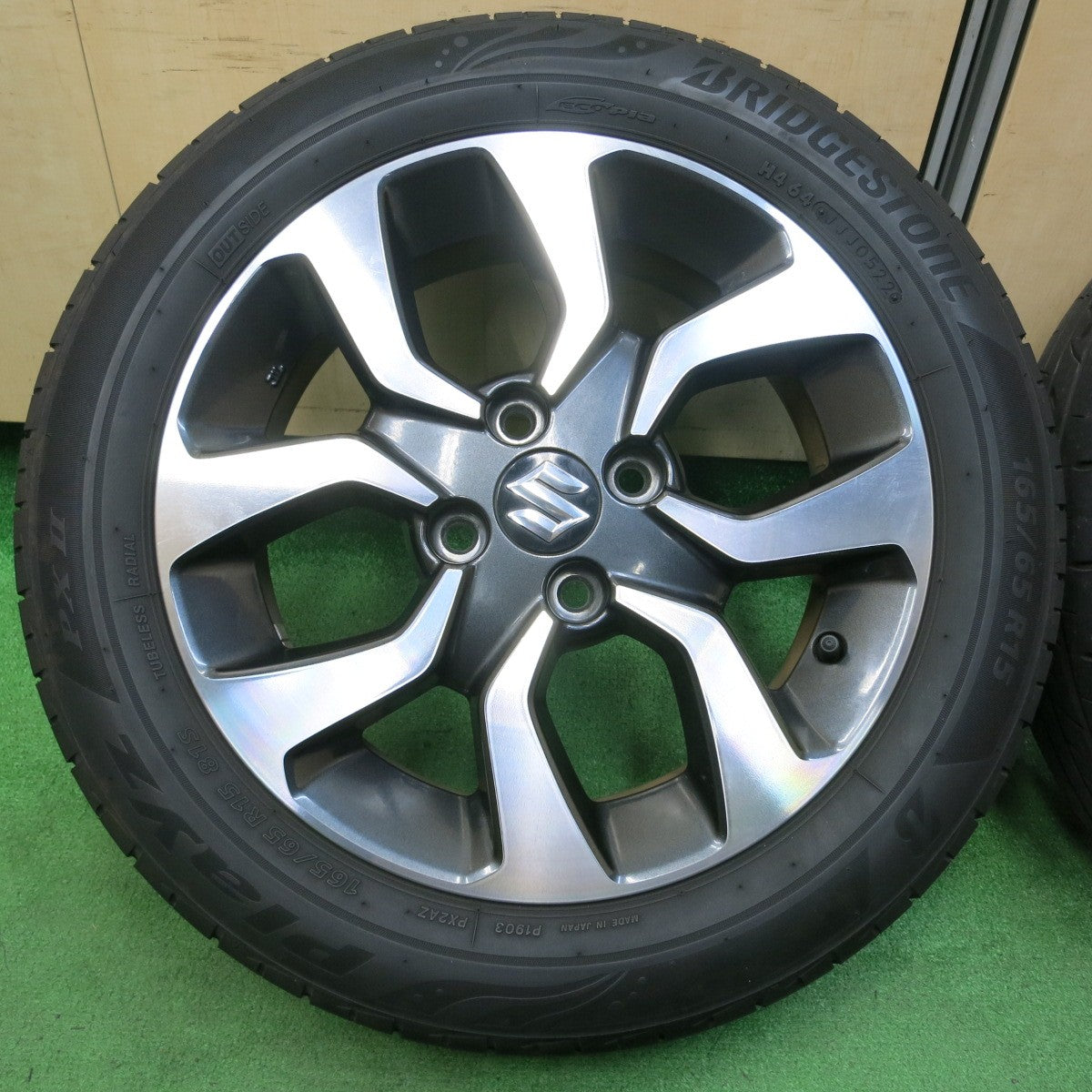 *送料無料* バリ溝！22年！キレイ！8.5分★スズキ MA36S ソリオ バンディット 純正 165/65R15 ブリヂストン プレイズ PX2 15インチ PCD100/4H★4041012イノ