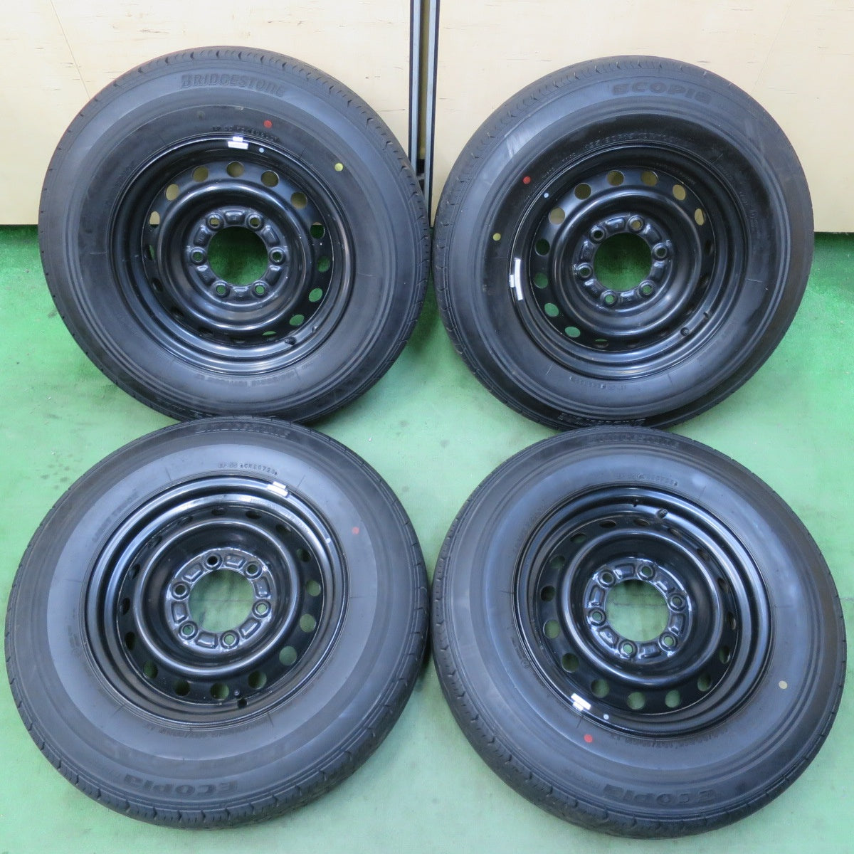 バリ溝！23年！キレイ！9.5分★トヨタ ハイエース 純正 スチール 195/80R15 107/105N ブリヂストン エコピア RD613 15インチ PCD139.7/6H★6030307イノ